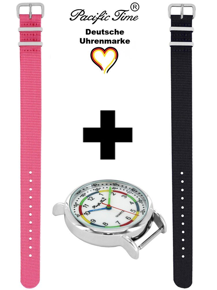 Versand und Match Design Lernuhr Armbanduhr Time Kinder First Set schwarz Pacific Gratis Wechselarmband, rosa und - Quarzuhr Mix