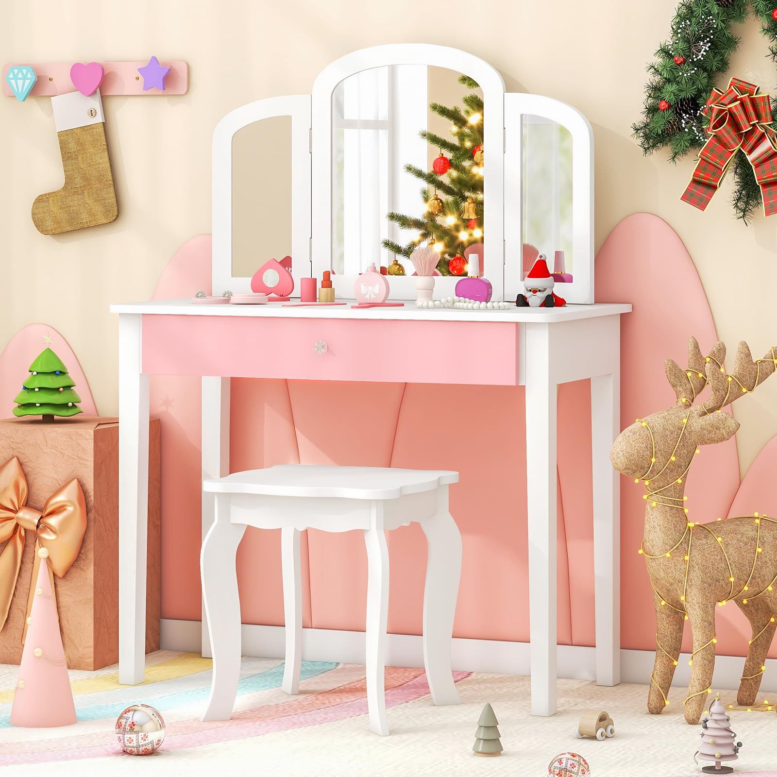 COSTWAY Schminktisch Kinder, mit Spiegel & günstig online kaufen