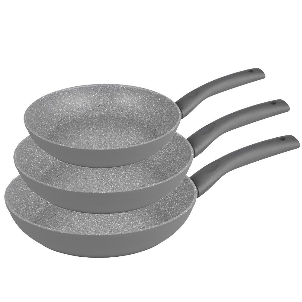 Induktion Pfannen-Set Aluminium 9-tlg., induktionsherd Tiegel + Untersetzer Inkl. 20cm 1 grau Pfannen Herdarten, 24cm Pfannenset 1 KESSMANN 3 9tlg + Hochrand 28cm Filzeinlagen Kasserolle + für Pfanne Pfannenwender (Set, Holzlöffel), 1 alle Bratpfannne Kochpfanne