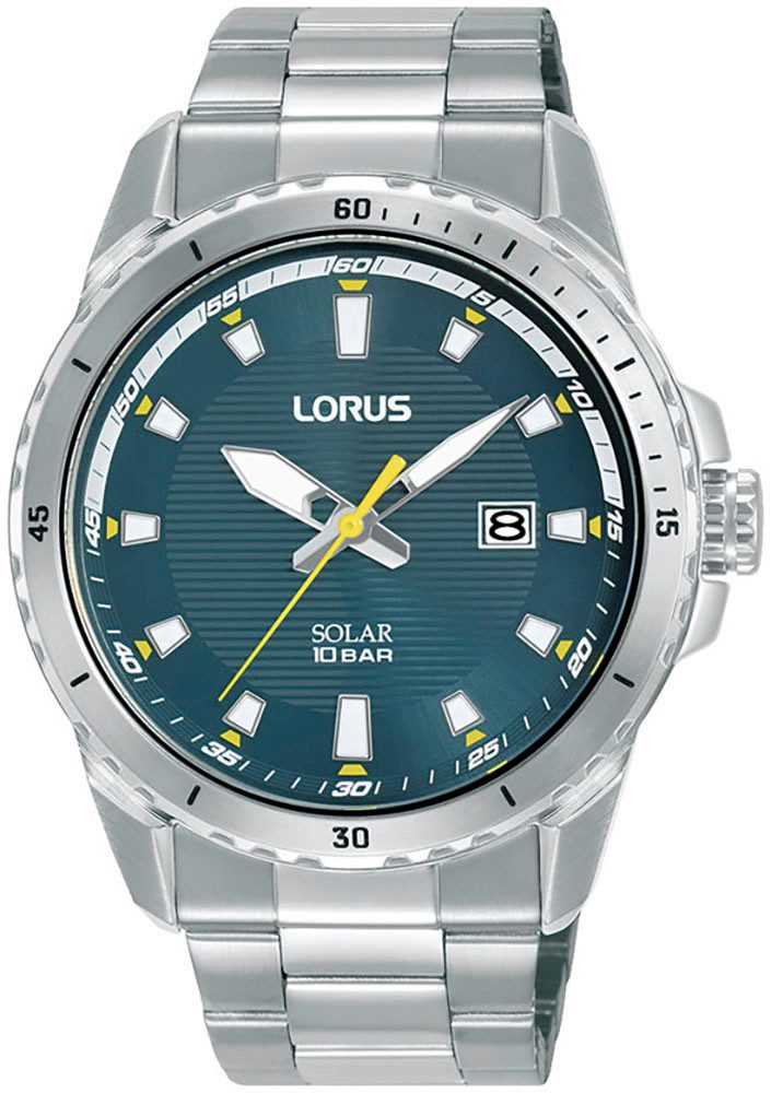 LORUS Solaruhr Sports RX369AX9, Armbanduhr, Herrenuhr, Edelstahlarmband, analog, Tag