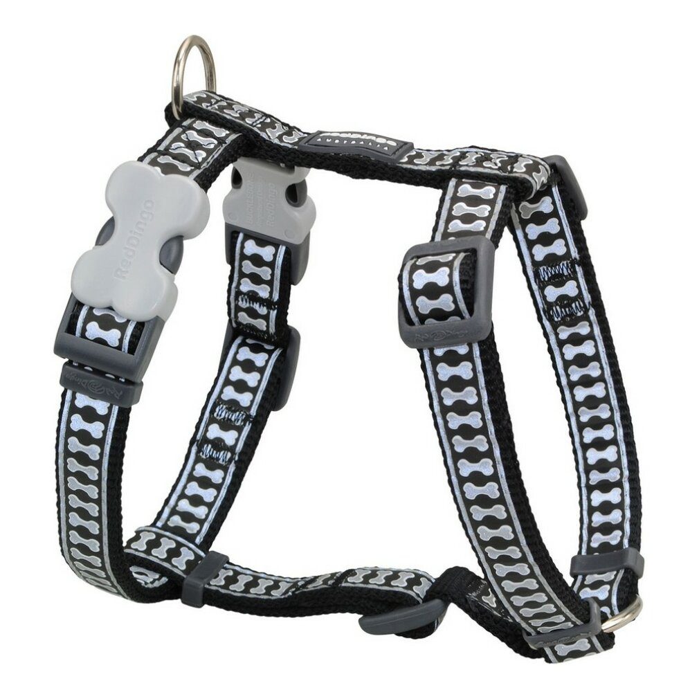 Red Dingo Hunde-Geschirr Hundegeschirr Schwarz Knochen Reflektierend 37-61 cm