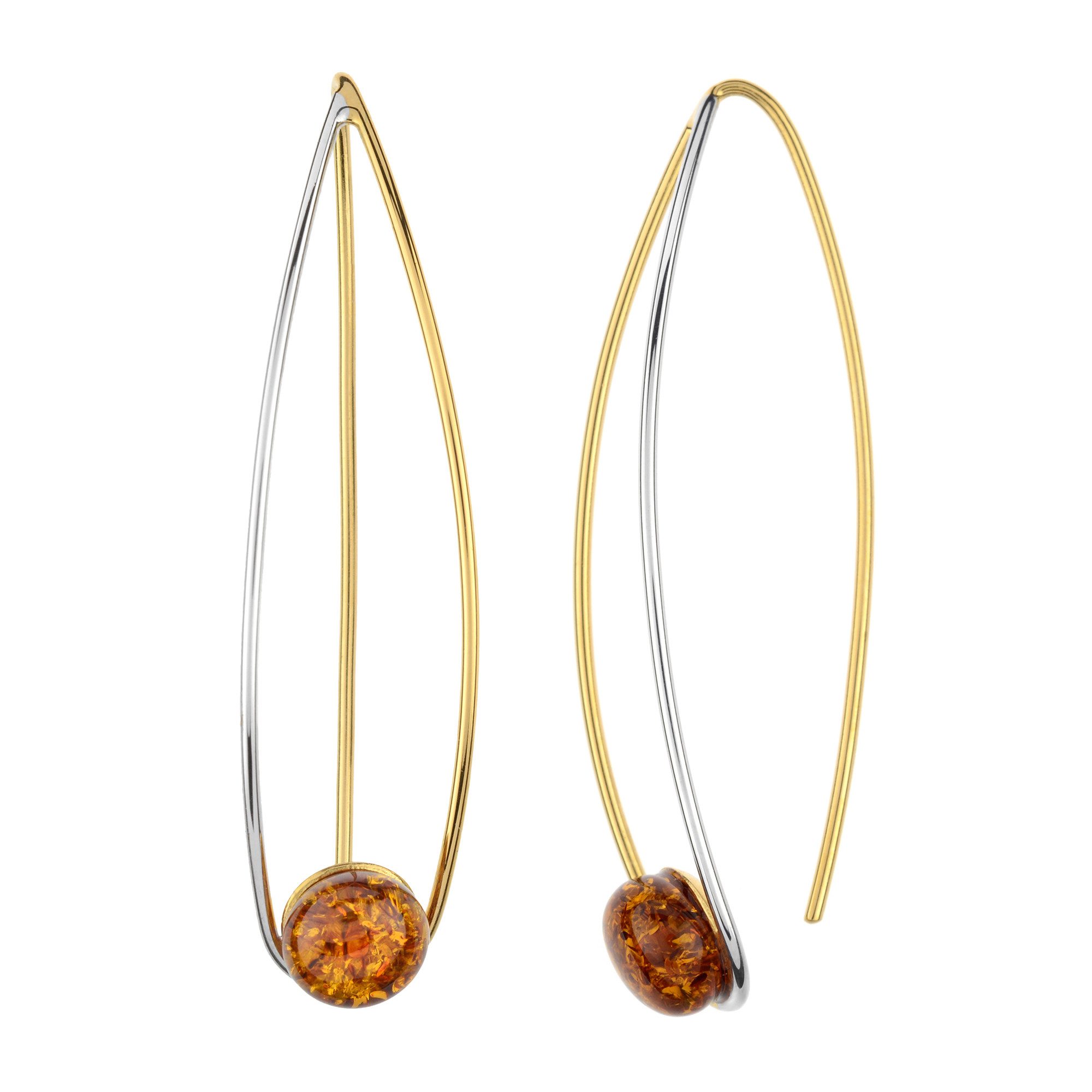 Cavill Ohrring-Set Cognac Bernstein Ohrringe 1 ct, Cabochon Tropfen, 925 Silber vergoldet (2-tlg)