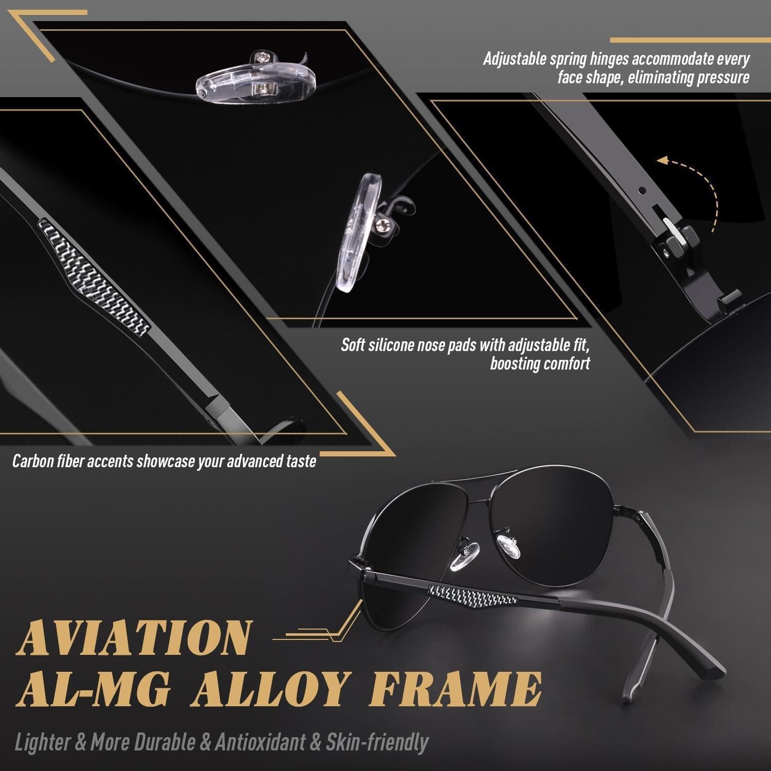 LuxusKollektion Pilotenbrille Sonnenbrille Herren Pilotenbrille polarisiert UV400 CAT3 Schwarz Grau