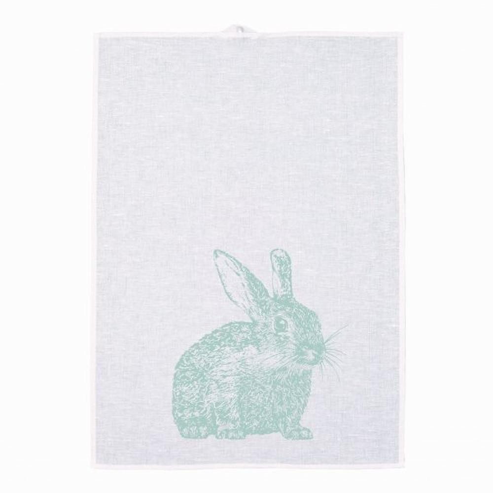 Frohstoff Geschirrtuch Geschirrtuch Halbleinen - Wildkaninchen, minzgrau