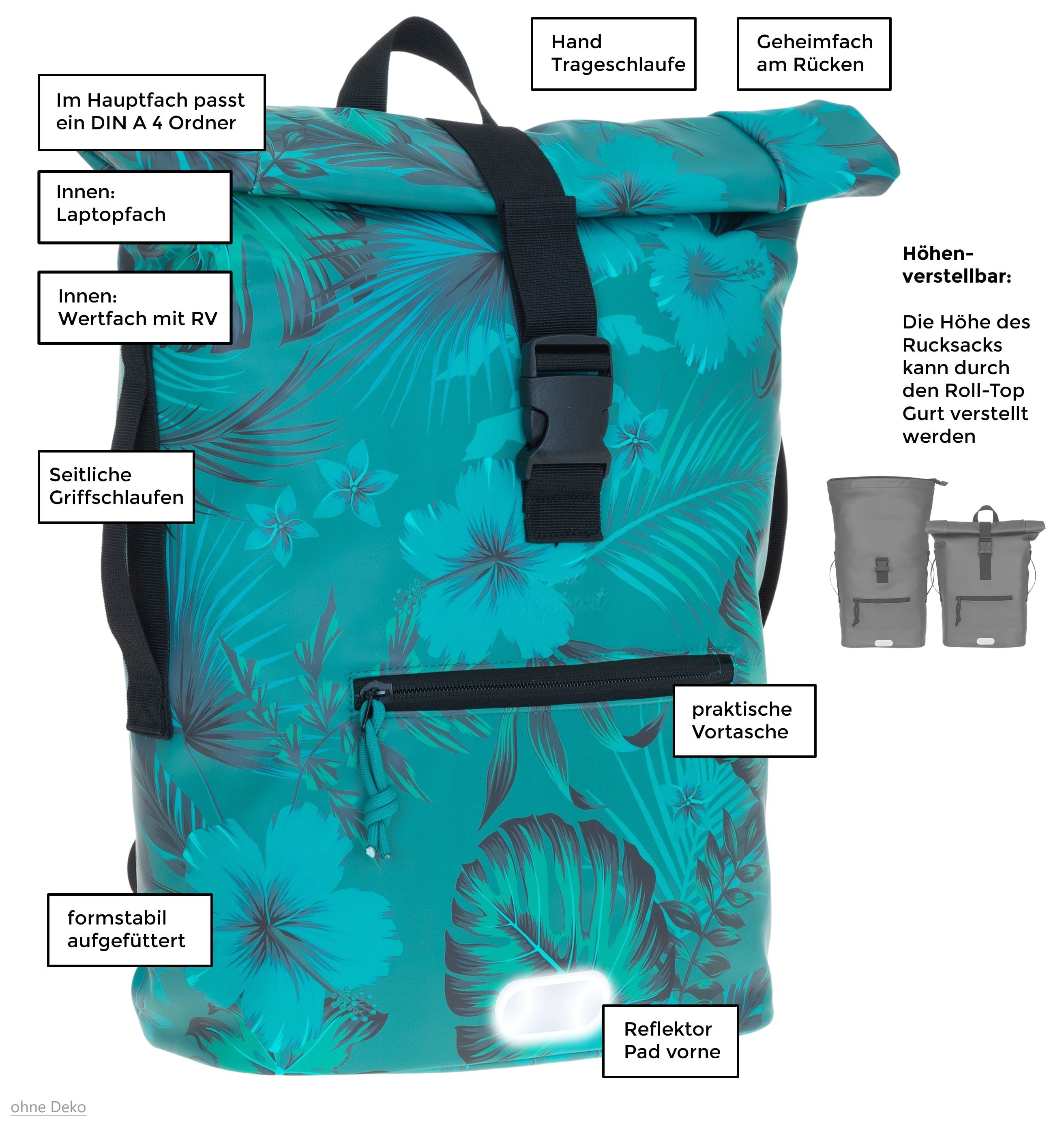 ELEPHANT Freizeitrucksack Time Bag aus Plane, Rucksack Laptoprucksack Daypack wasserabweisend + Trinkflasche