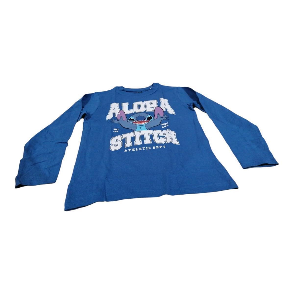 Stitch T-Shirt Langarm-Shirt für Jungen - Stitch "Aloha", Grau oder Blau, Größen
