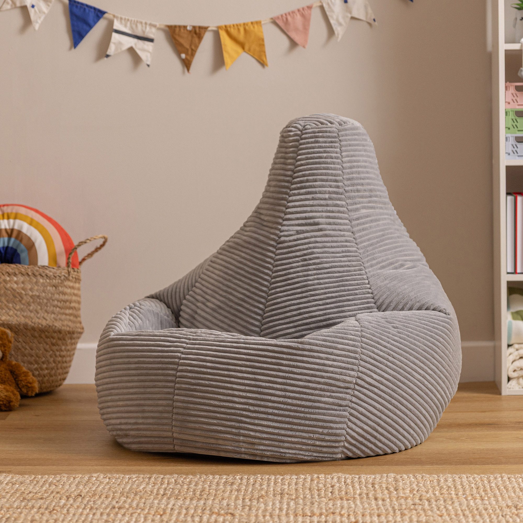 icon Sitzsack 2er Set Kinder Sessel aus Cord Flauschig „Dalton", 69x59x65cm, Made in Germany, für Kinderzimmer, mit Füllung