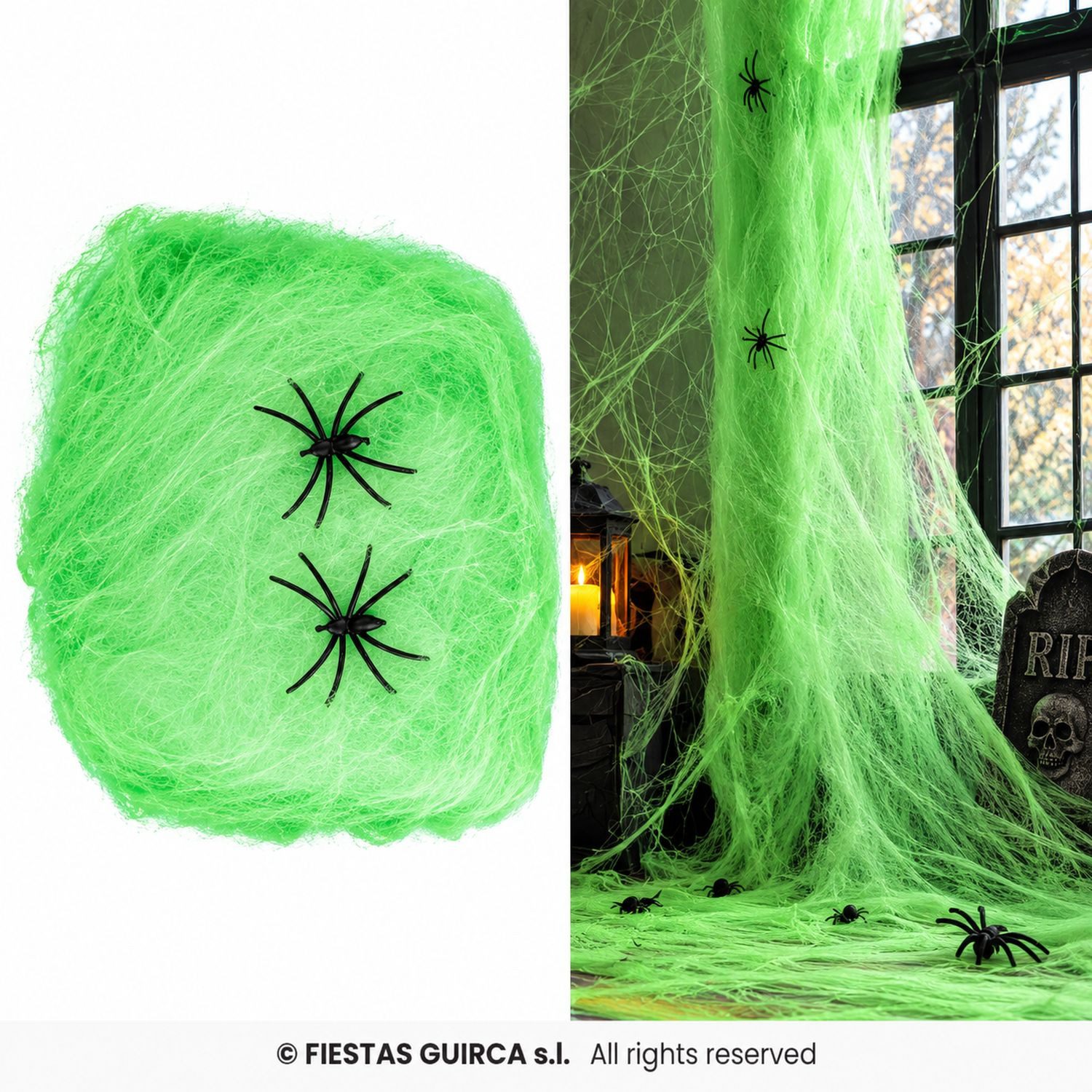 Fiestas Guirca Dekoobjekt Spinnennetz Spinnweben 100g, Grün - Halloween Dek – Bild 3 von 4