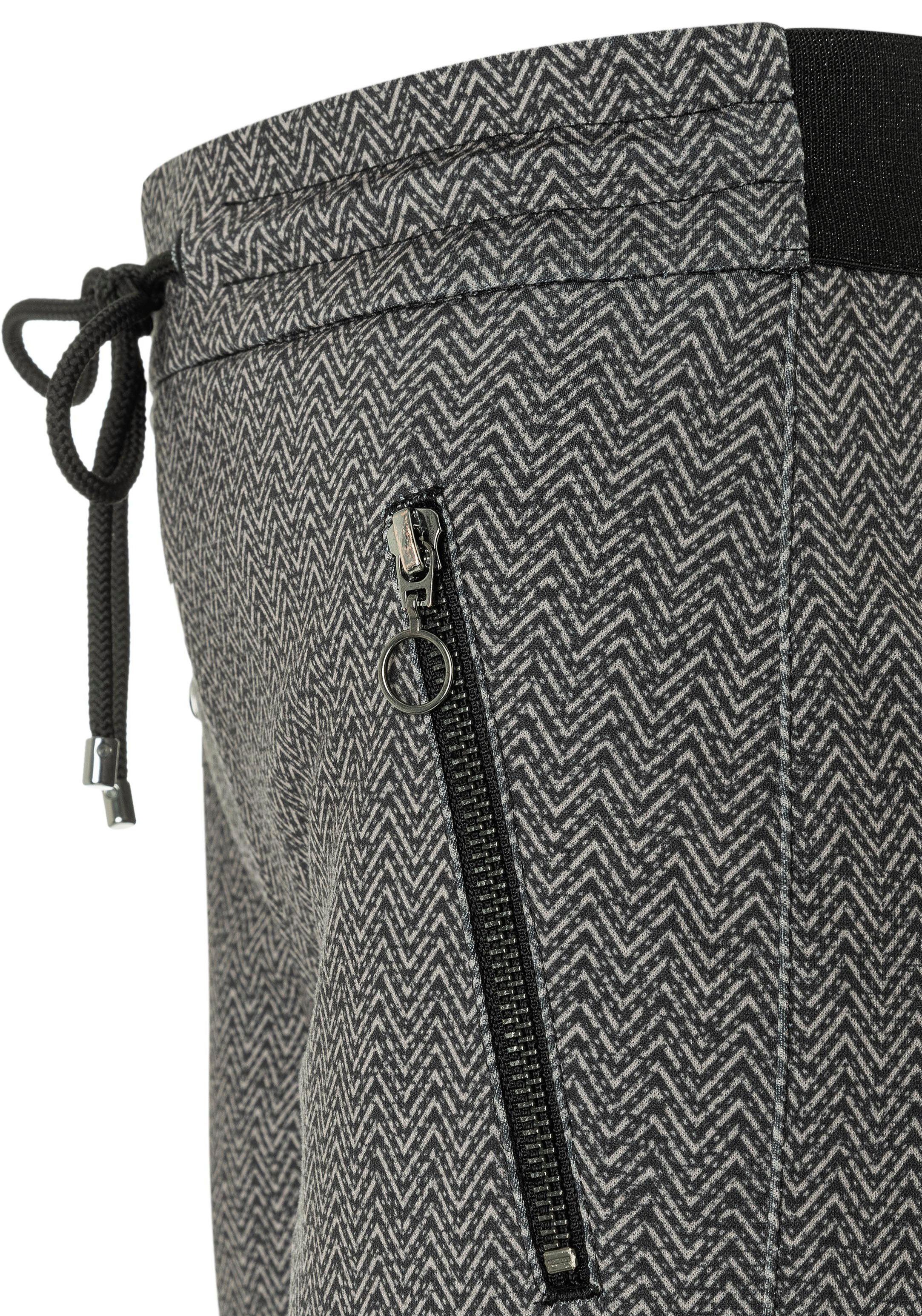 smart mit grey easy Jerseyhose MAC steel dezenten Reißerschluss-Taschen printed