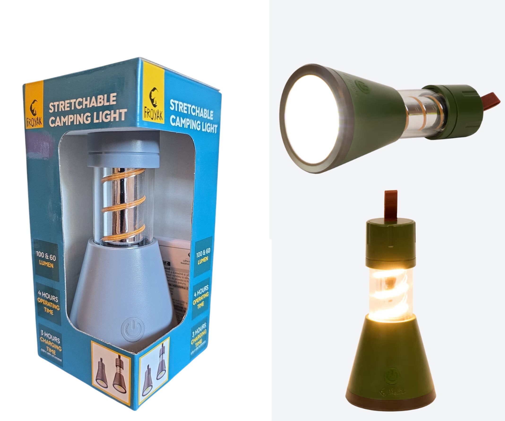 FROYAK Laterne Froyak Camping Taschenlampe 2 in 1 Multifunktionale Campinglampe
