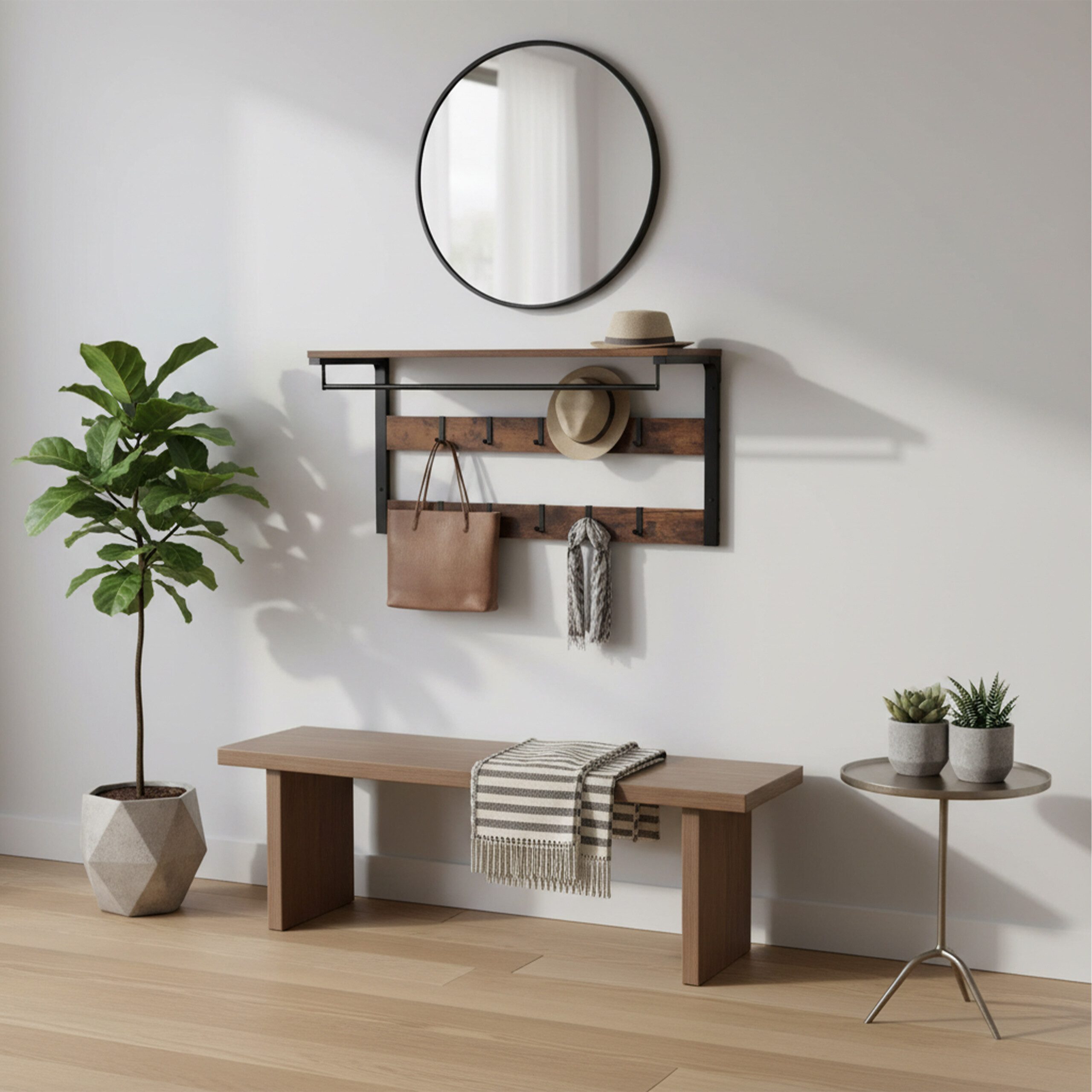 relaxdays Wandgarderobe mit 10 Haken & Ablage (10 St) – Bild 3 von 5