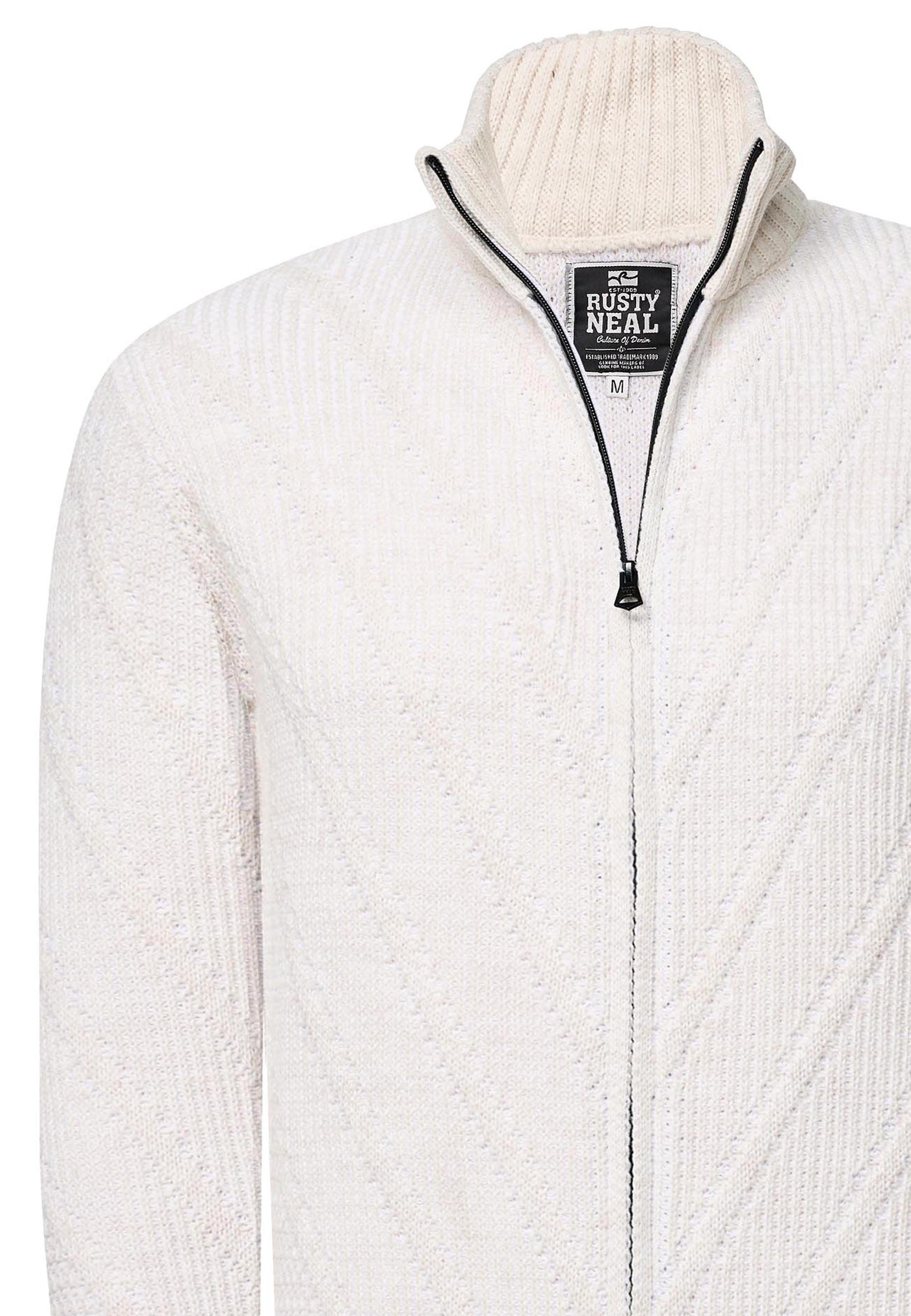 Rusty Neal Strickjacke mit Stehkragen und durchgehendem Reißverschluss