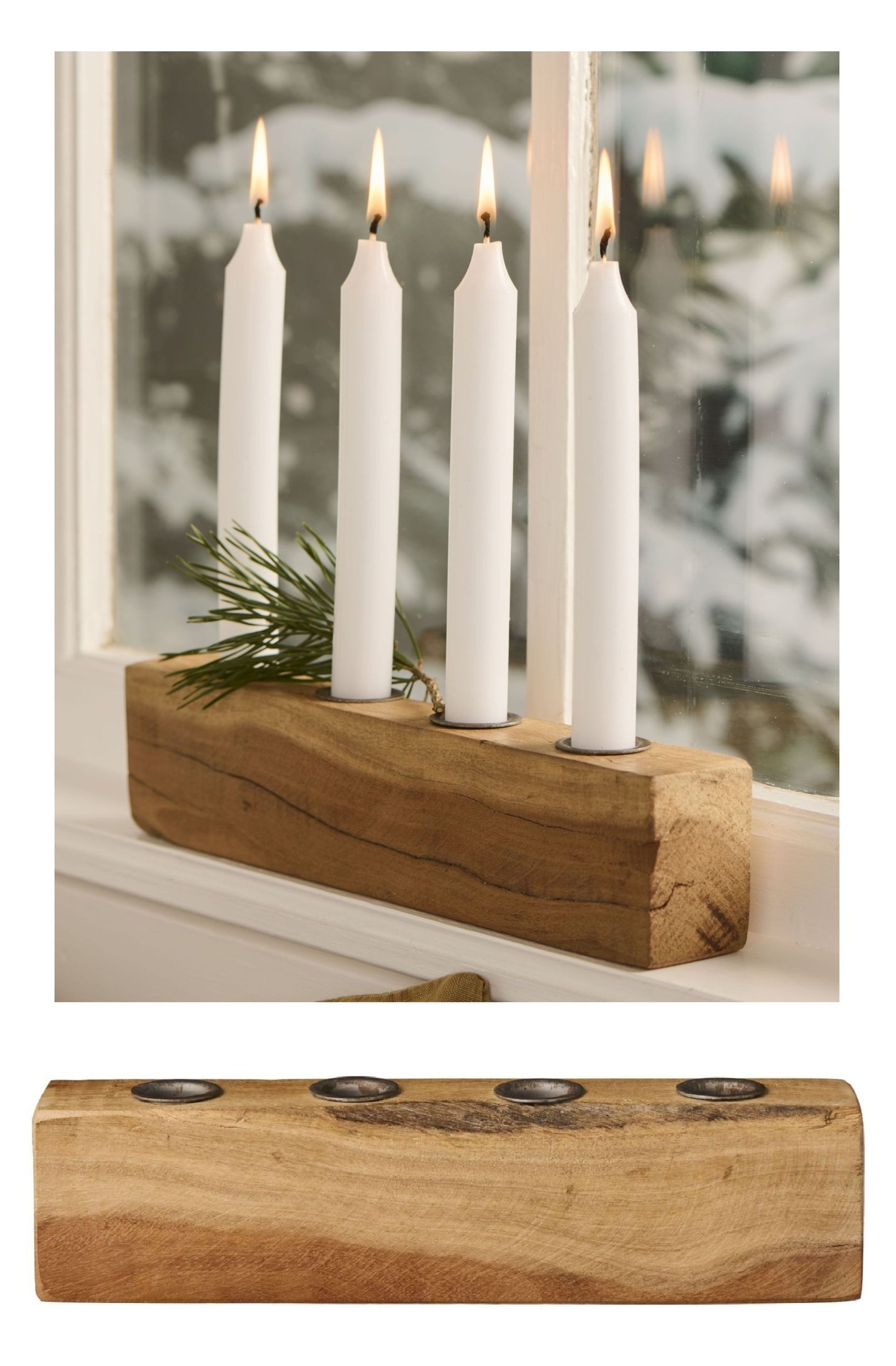 Ib Laursen Kerzenhalter Ib Laursen - Kerzenhalter Kerzenständer Holzblock L 30cm Unika Holz