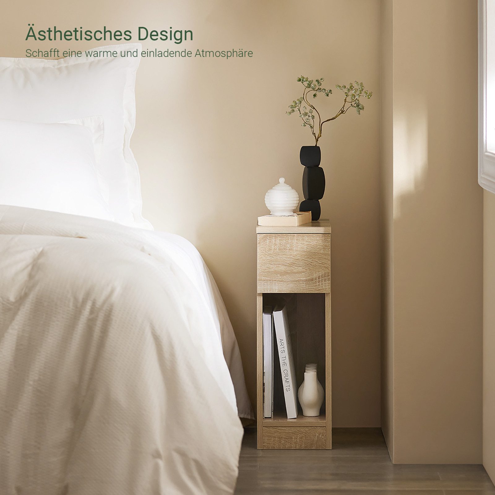 SoBuy Nachttisch FBT111, Beistelltisch mit Schublade und Ablage, Nightstand günstig online kaufen