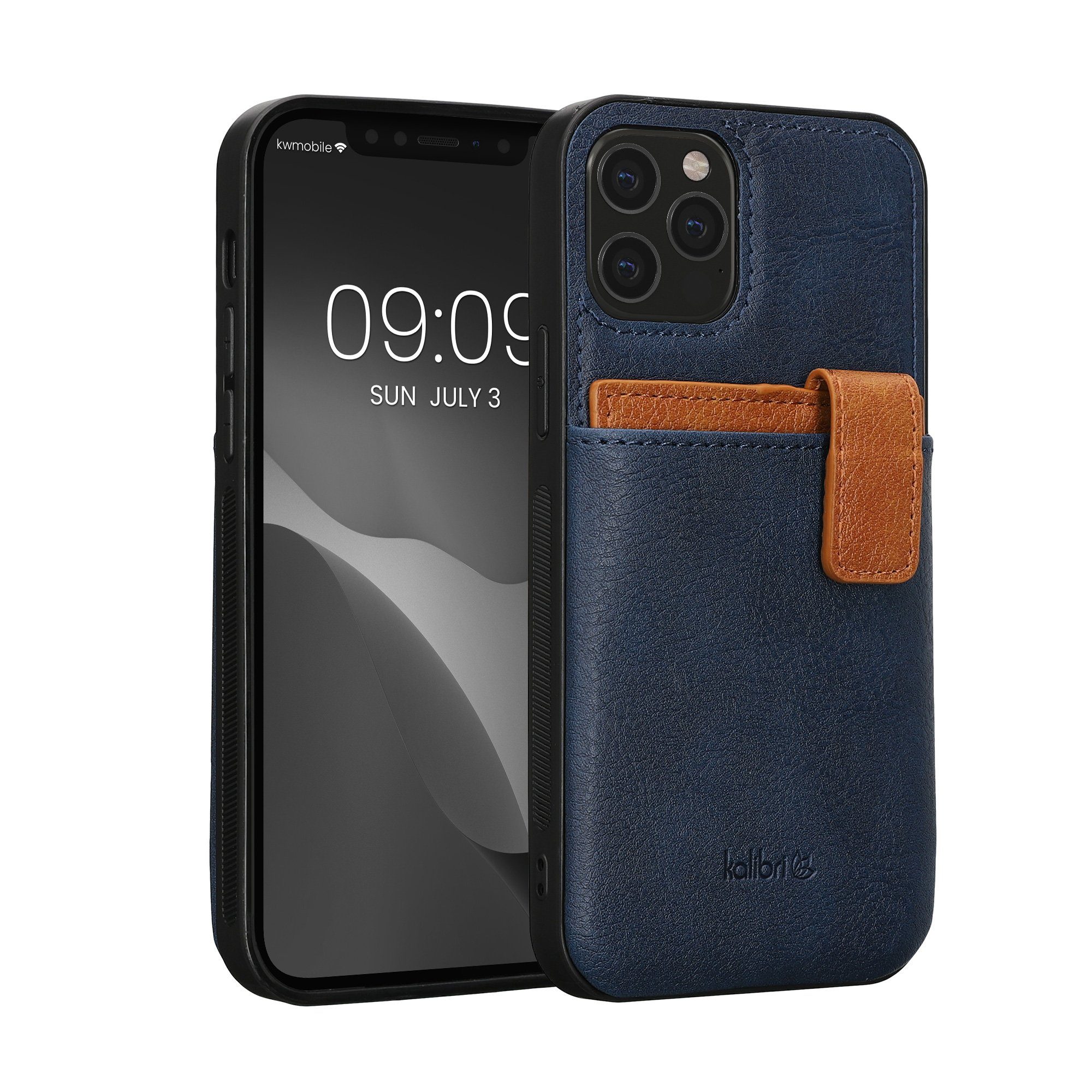 kalibri Handyhülle Hülle für Apple iPhone 12 / 12 Pro, Handyhülle Handy Cover - Kunstleder Case mit Kartenfach abnehmbar