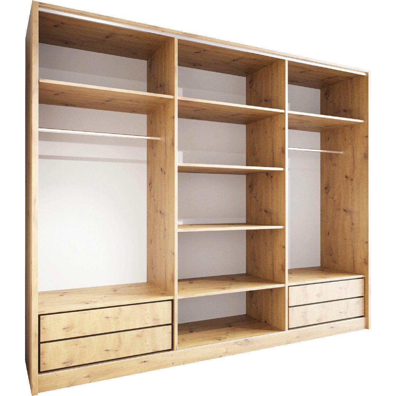 MOEBLINE Garderobenschrank Offener Kleiderschrank MARVI K4 250cm breit eich günstig online kaufen