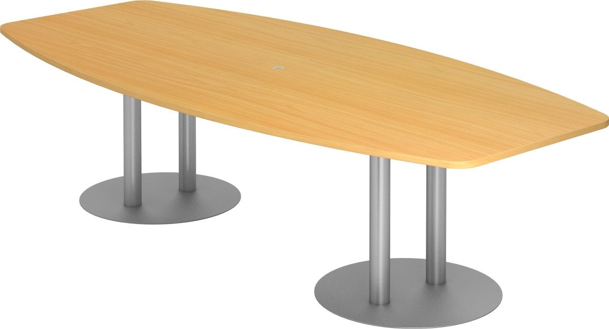 HAMMERBACHER Konferenztisch Konferenztisch T-Serie 280x130/85cm Säulenfuß buche/silber