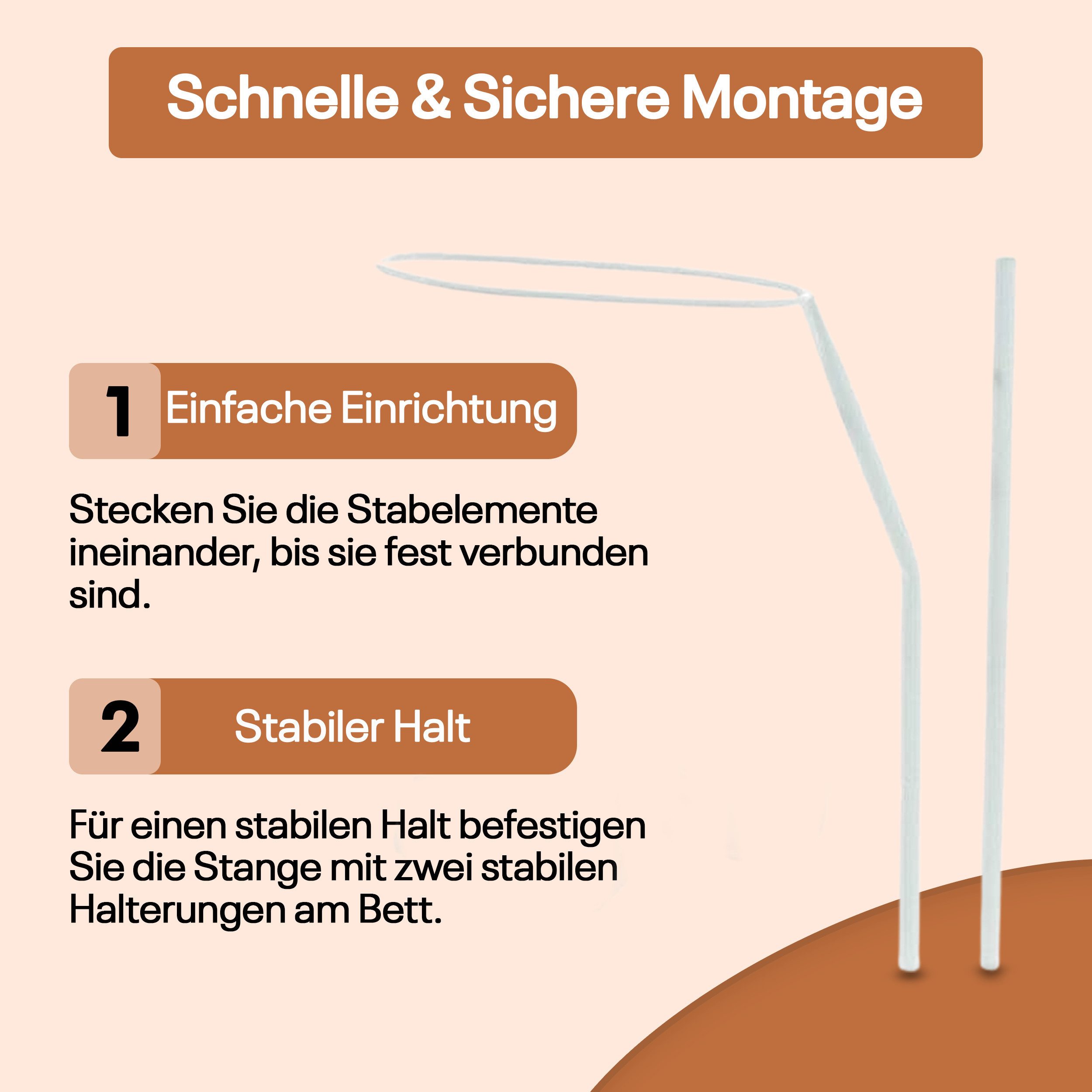 Best for Kids Himmelstange Best for Kids Baldachinstange Weiß mit Schraubklemme für Babybett, Ø 15 mm, 0-läufig, kürzbar, Klemme, geklemmt, Metall, Schleierhalter für Babybett oder Wiege