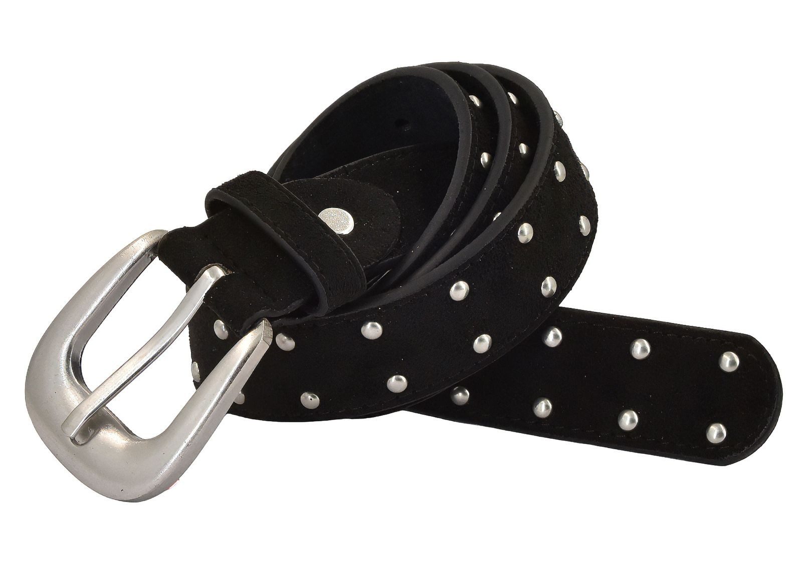 styleBREAKER Nietengürtel Nietengürtel mit Kugelnieten Velours Optik (1-St)
