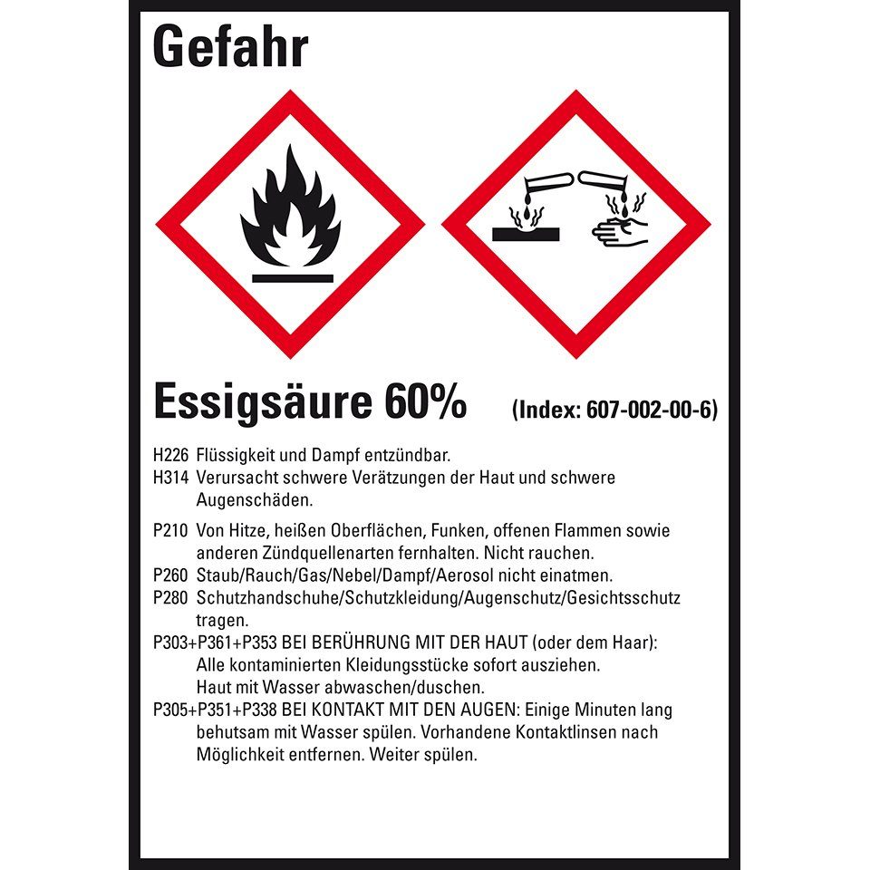 König Werbeanlagen Hinweisschild GHSEtikett Essigsäure 60, gem