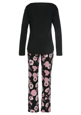 LASCANA Pyjama (2 tlg) mit Blumenmuster und Spitzendetails