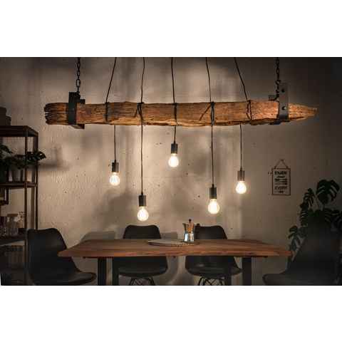 riess-ambiente Hängeleuchte BARRACUDA 152cm natur / schwarz, ohne Leuchtmittel, Wohnzimmer · Massivholz · Industrial · Esszimmer