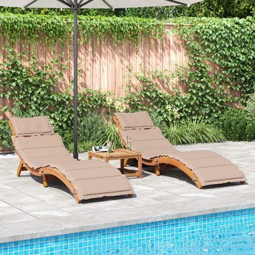 vidaXL Wellnessliege Sonnenliegen Gartenliege Poolliege mit Auflagen 2 Stk Taupe Massivholz