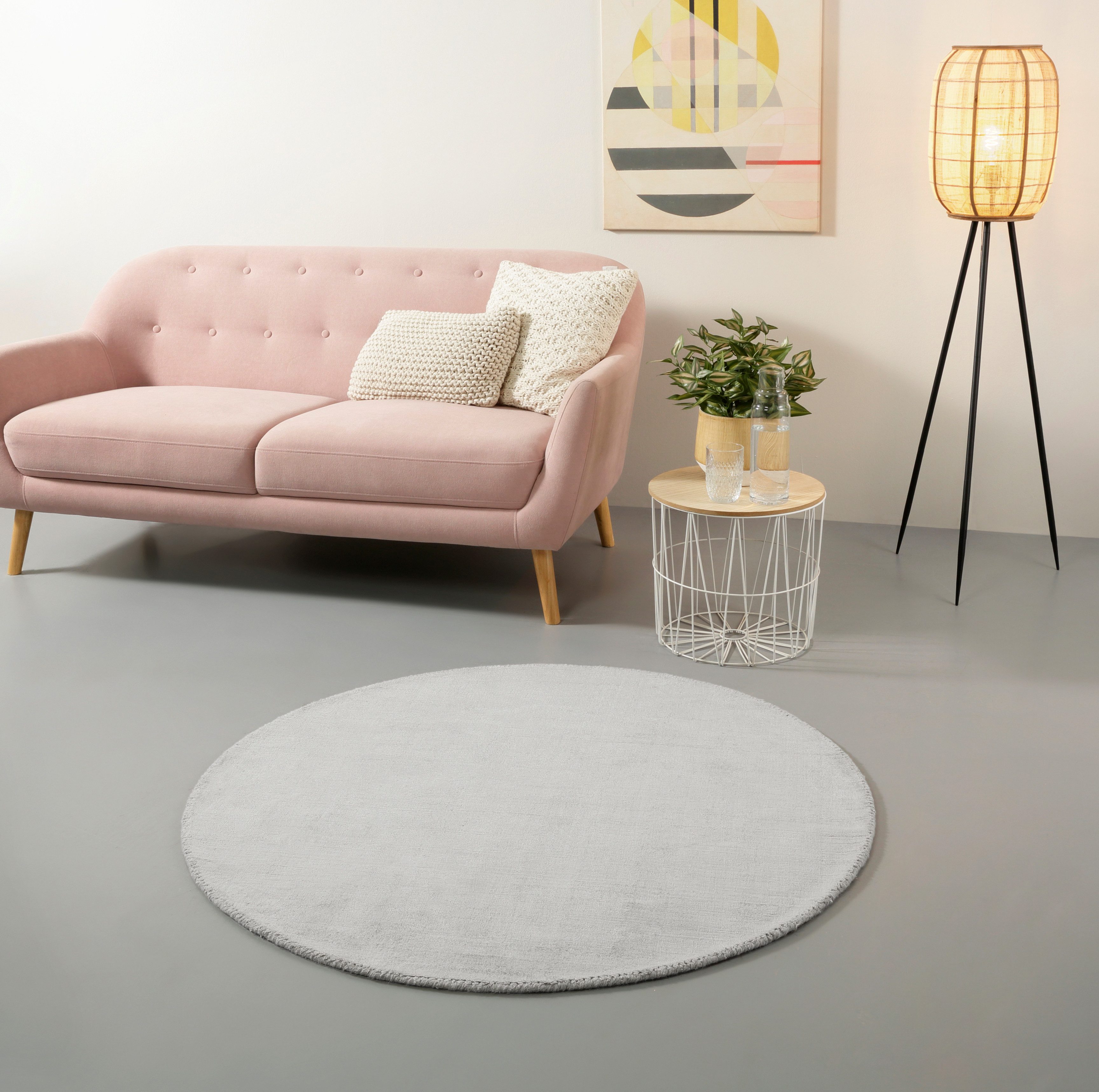 my home Teppich Soley, rund, Höhe: 12 mm, Handweb Teppiche, Wohnzimmer, Schlafzimmer, Esszimmer