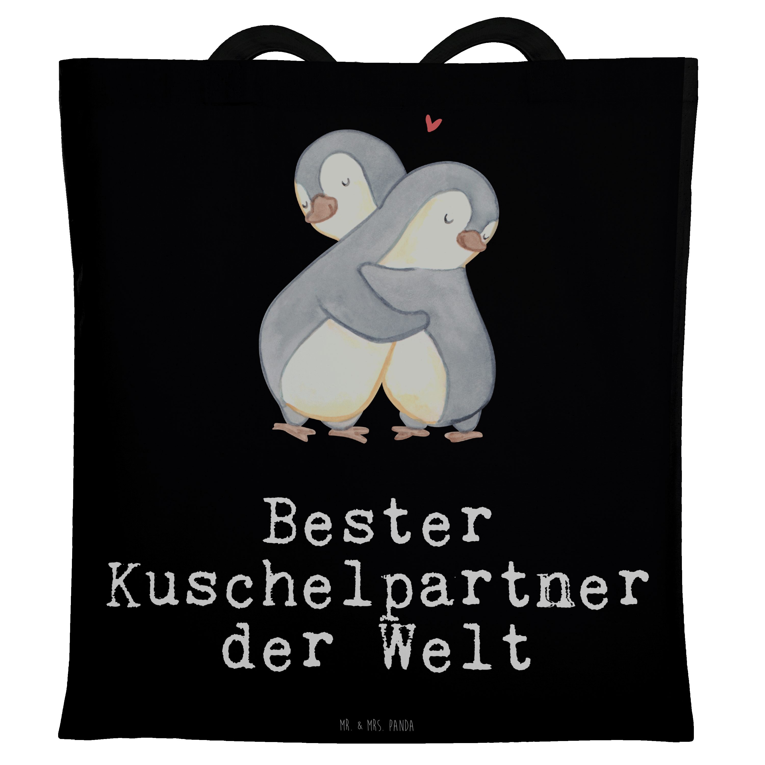 Geschenk, Mr. Tragetasche Pinguin Bester Liebe, D (1-tlg) & Panda der Kuschelpartner Schwarz - Welt - Mrs.