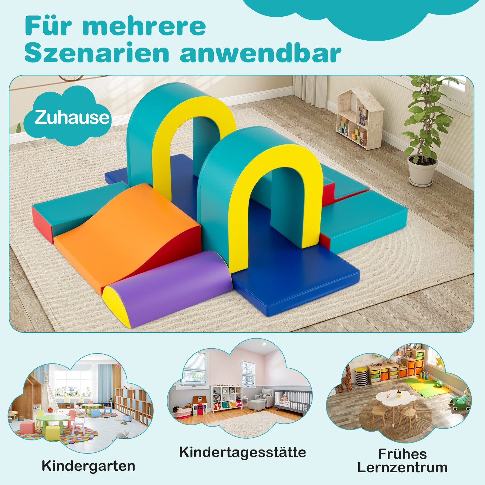 COSTWAY Spielbausteine, (10 St), Schaumstoff-Kletterset, für Kinder ab 1 Jahr