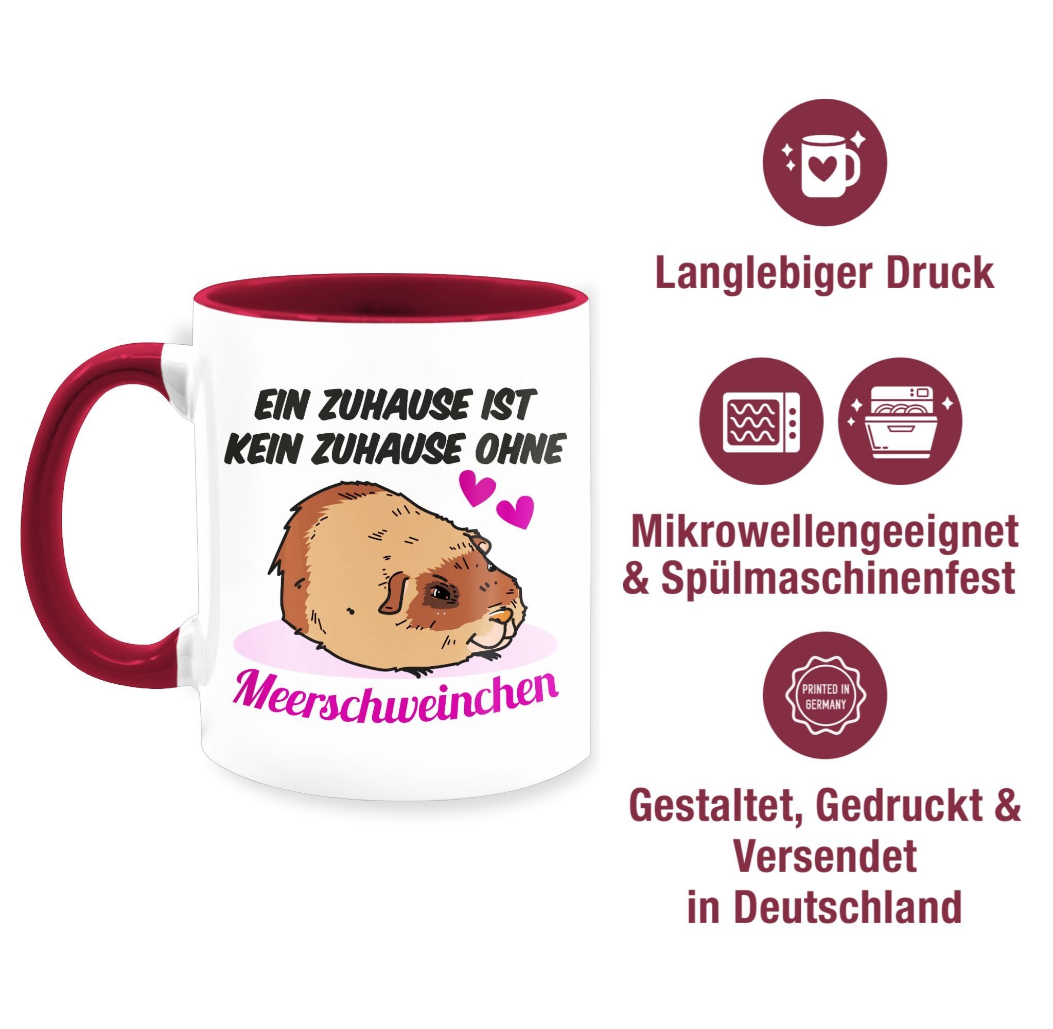 Meerschweinchen, ohne Zuhause ist Keramik, Statement Ein Bordeauxrot Zuhause Shirtracer 1 Tasse kein