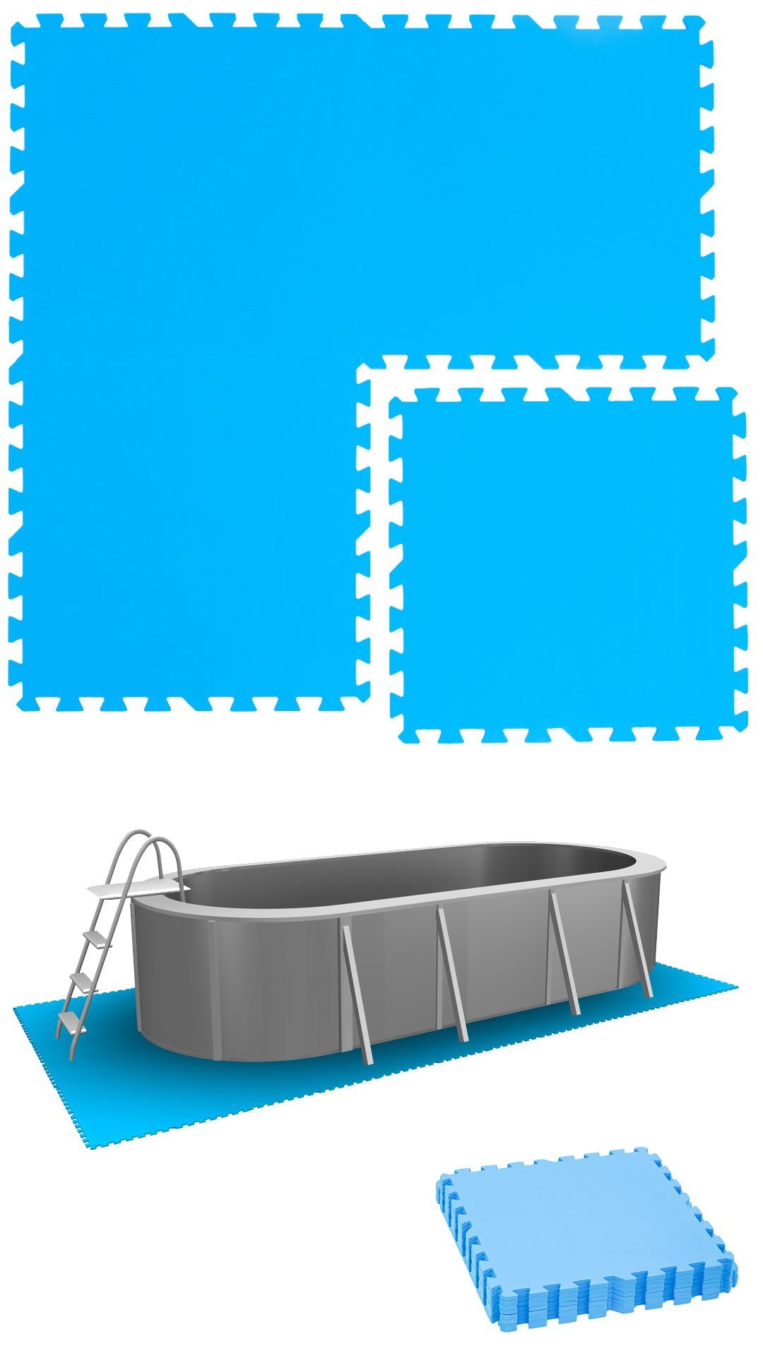 eyepower Pool-Bodenschutzfliese 1 m² Poolmatte aus 4 großen EVA Matten - Rutschfeste Poolunterlage, 1 cm dicke Bodenfliesen - 50 x 50 Unterlegmatten - Whirlpool Unterlage