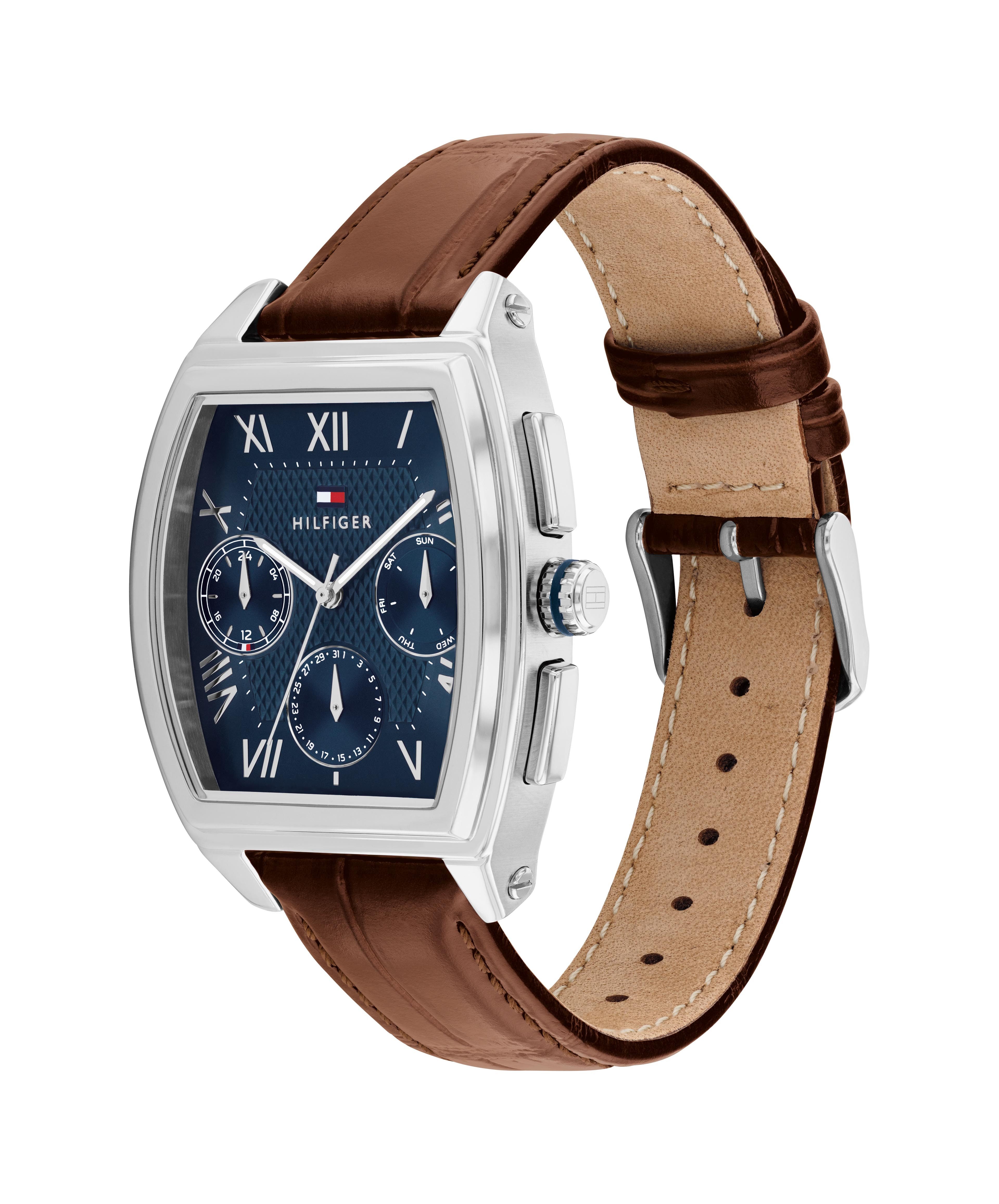 Tommy Hilfiger Multifunktionsuhr TH-OXFORD 1710760, Quarzuhr, Armbanduhr, Herrenuhr, Lederarmband, analog
