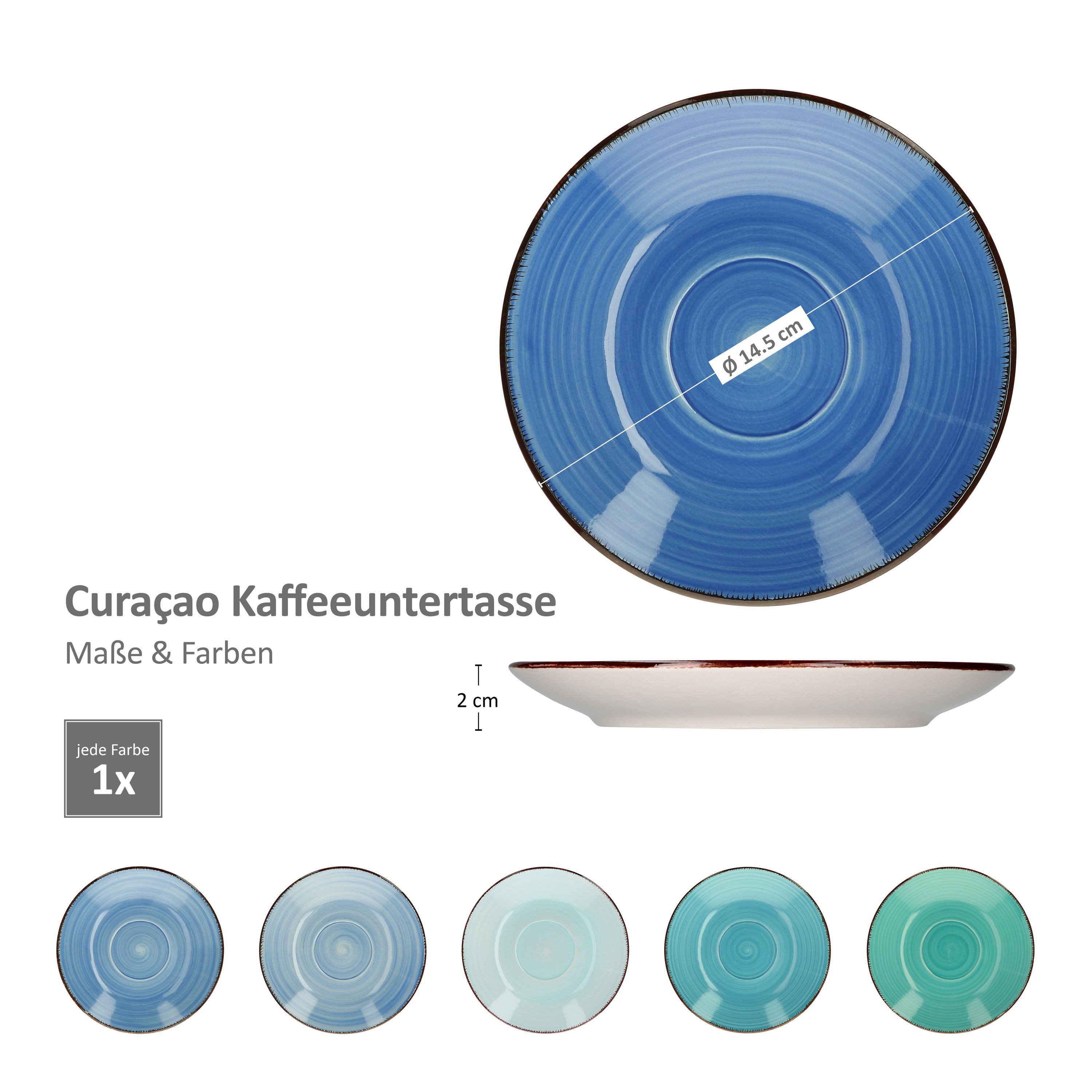 MamboCat Kaffeeservice 18tlg. Kaffeeservice Blue Curacao 6 Personen in Blau-Tönen, Steingut – Bild 4 von 5