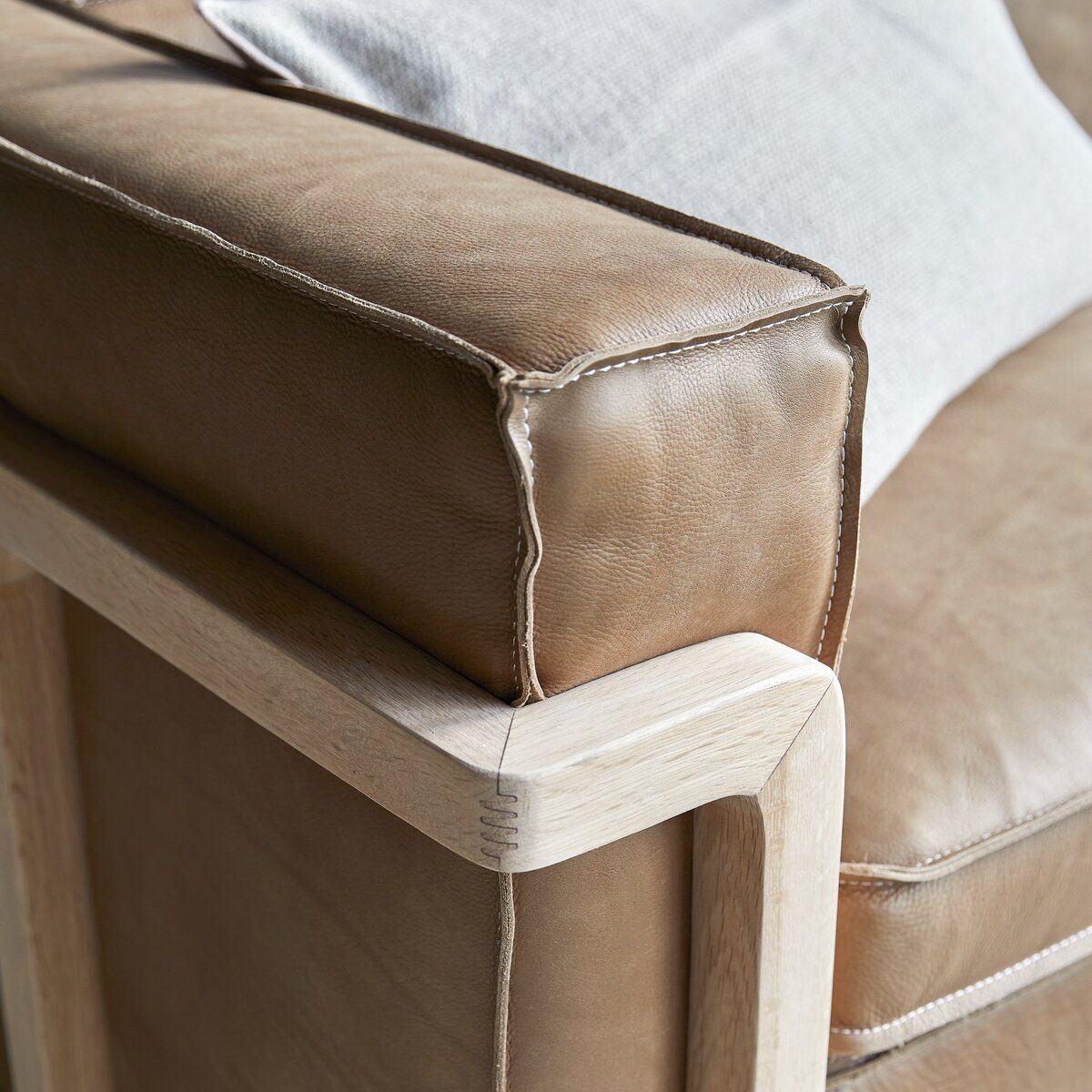 Tikamoon Sofa Sofa Cheyenne,2-Sitzer und Leder Eichenholz massivem aus