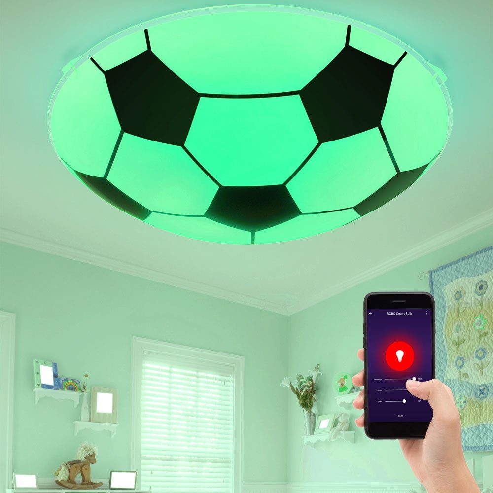 GLOBO LIGHTING Smarte LED-Leuchte, Leuchtmittel inklusive, Kaltweiß, Warmweiß, Neutralweiß, Tageslichtweiß, Farbwechsel, Smart Home Kinder Decken Lampe DIMMBAR Fußball Glas Leuchte Alexa