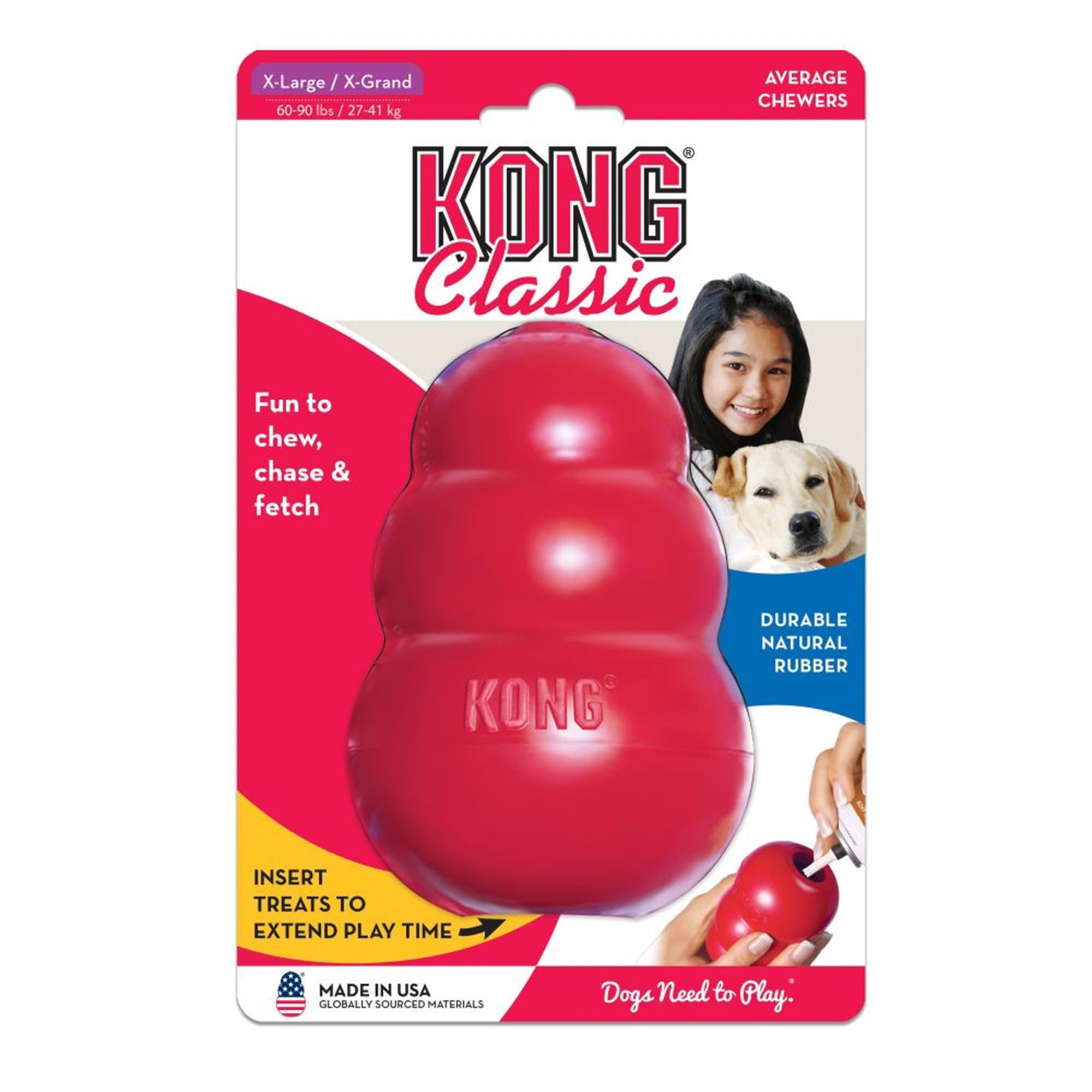 KONG Kauspielzeug KONG Classic XL, rot, Kauspielzeug aus Naturkautschuk für Hunde