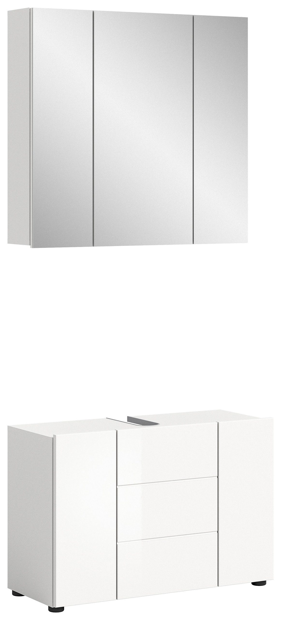 Newroom Badezimmer-Set Valea, Badezimmer-Set Weiß Hochglanz Badezimmermöbel Badezimmer Set Mode...