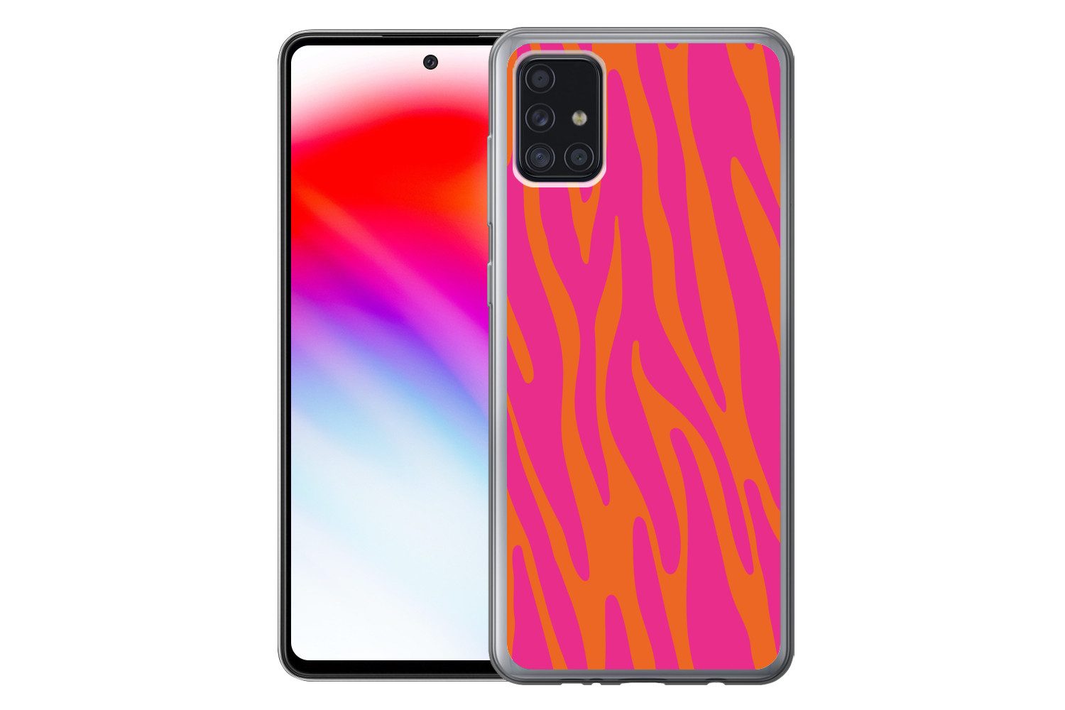 MuchoWow Handyhülle für Samsung Galaxy A52 5G Zebramuster - Rosa - Orange - Tiermuster, Smartphone-Bumper, Print, Handy Schutzhülle Dünn