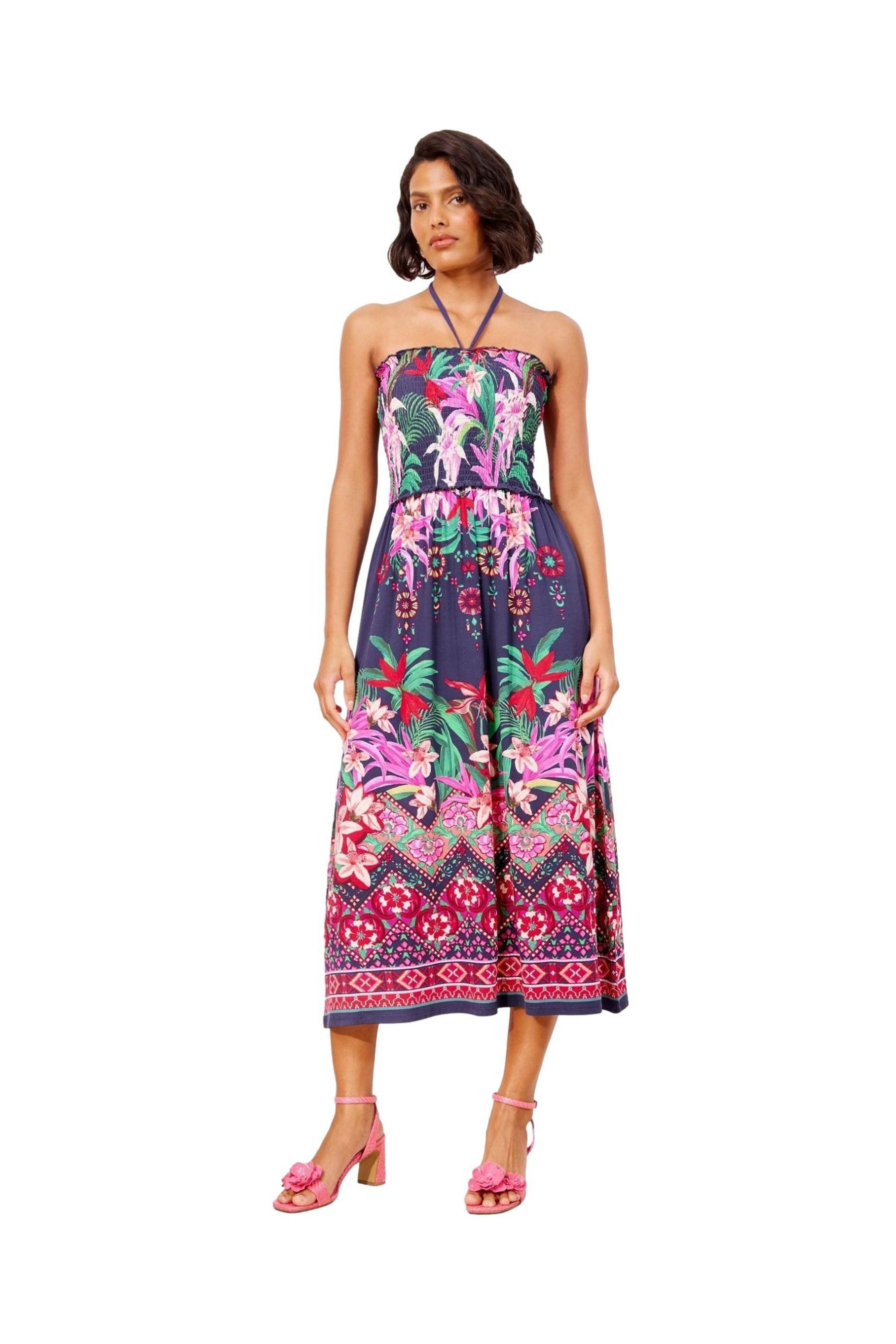 Love & Roses Midikleid Love & Roses Midikleid mit Zipfelsaum, Regular (1-tlg)