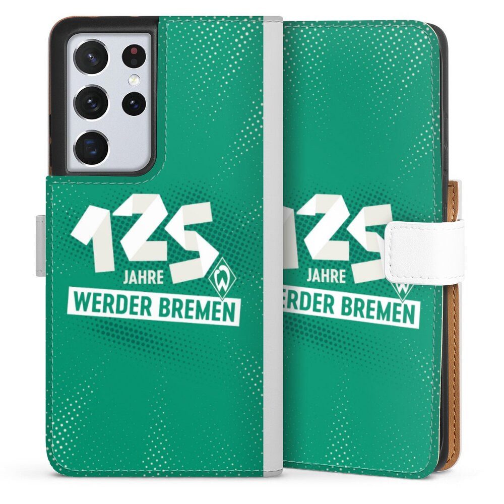 DeinDesign Handyhülle 125 Jahre Werder Bremen Offizielles Lizenzprodukt, Samsung Galaxy S21 Ultra 5G Hülle Handy Flip Case Wallet Cover