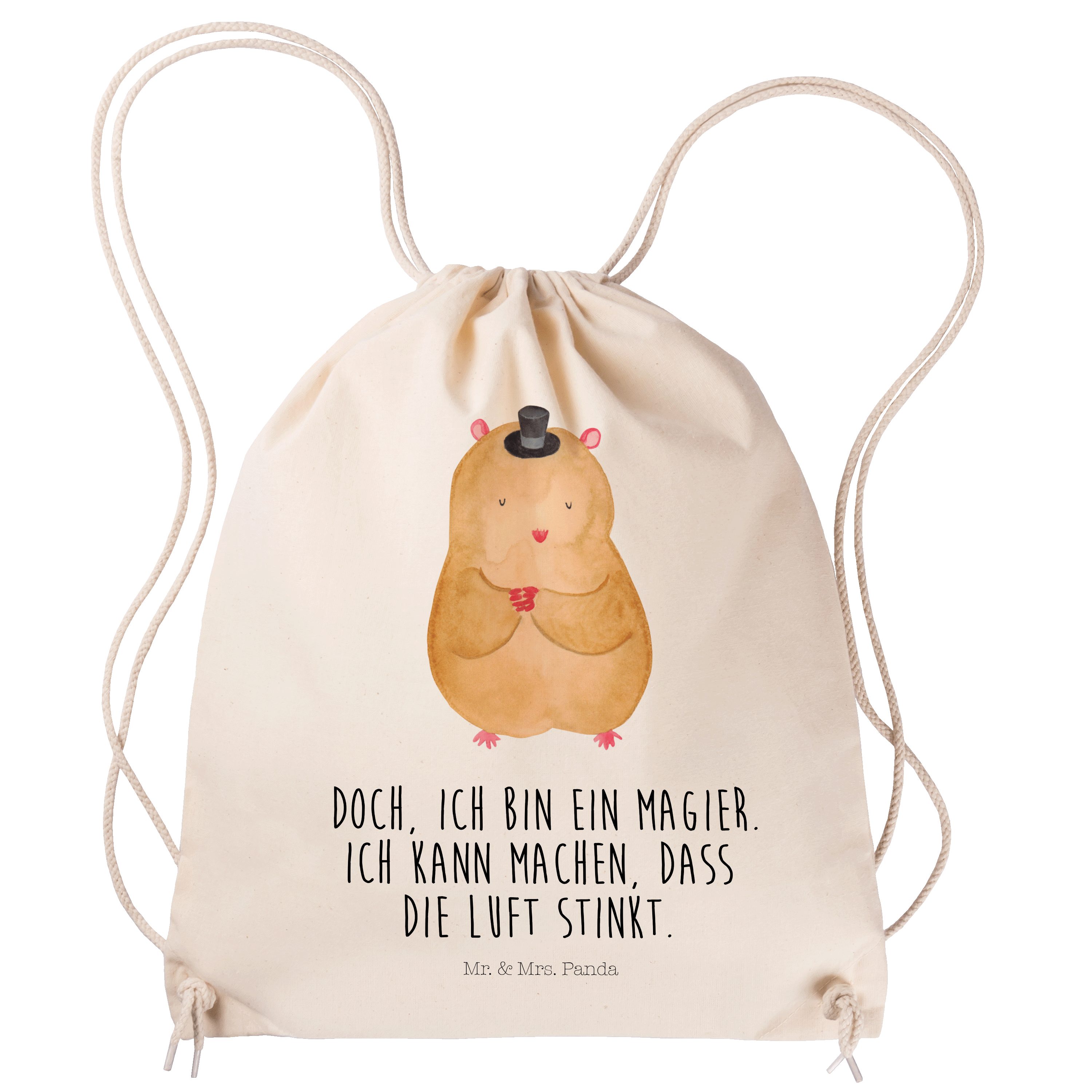 Mr. & Mrs. Panda Sporttasche Hamster mit Hut - Transparent - Geschenk, Tiere, lustige Sprüche, Tas (1-tlg)
