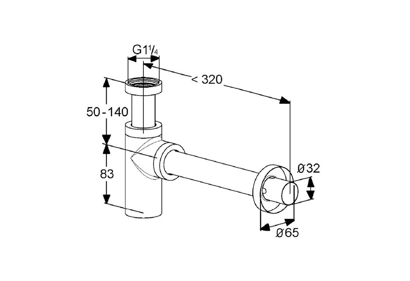 Thumbnail - Kludi Siphon DESIGN Flaschen Geruchverschluss Siphon 10052005-00 für Waschtisch