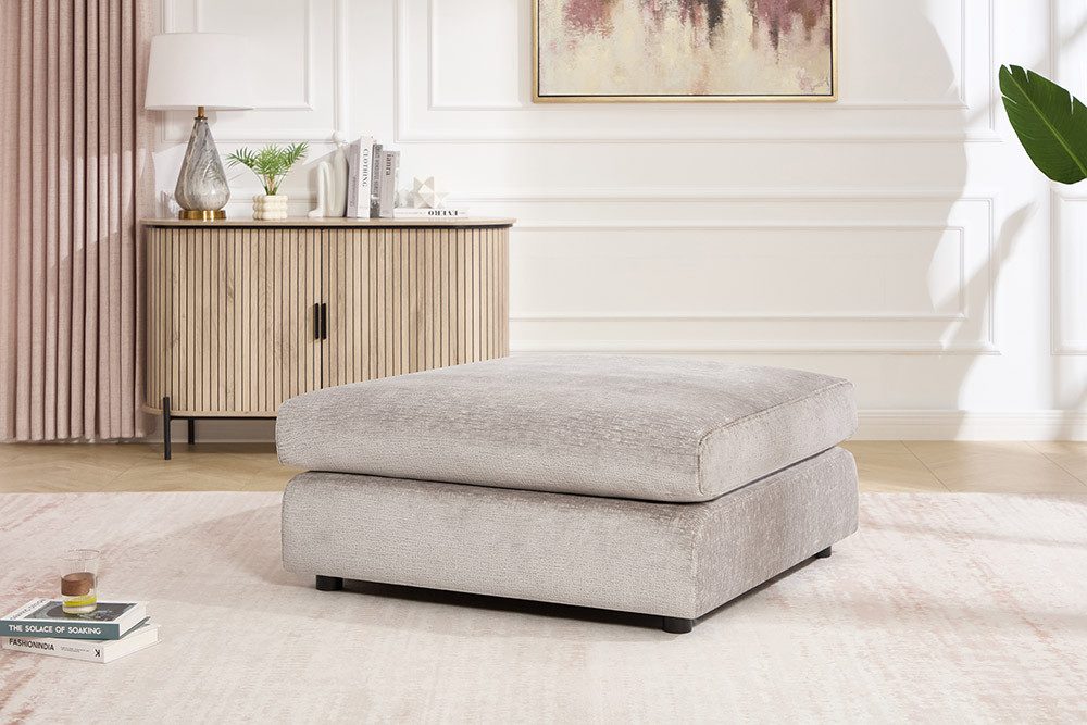 riess-ambiente Polsterhocker SOHO 100cm beige – Chenillebezug, Wellenunterfederung, modern (Einzelartikel, 1 St), großer Hocker als Sitz- oder Fußablage – ideal für Wohnbereiche