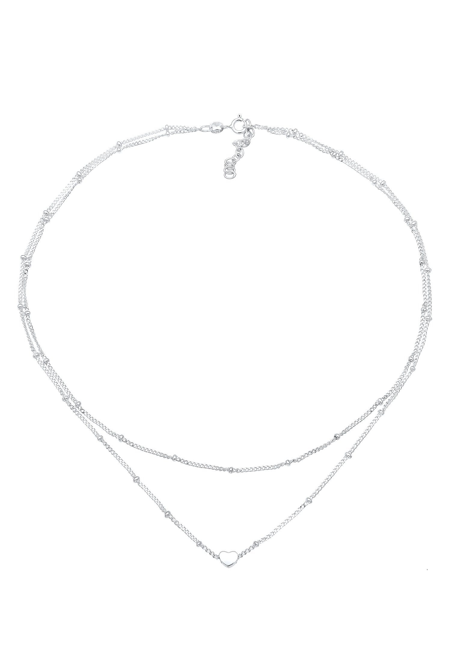 Elli Collier Choker Layer Kugelkette Herz 925 Silber