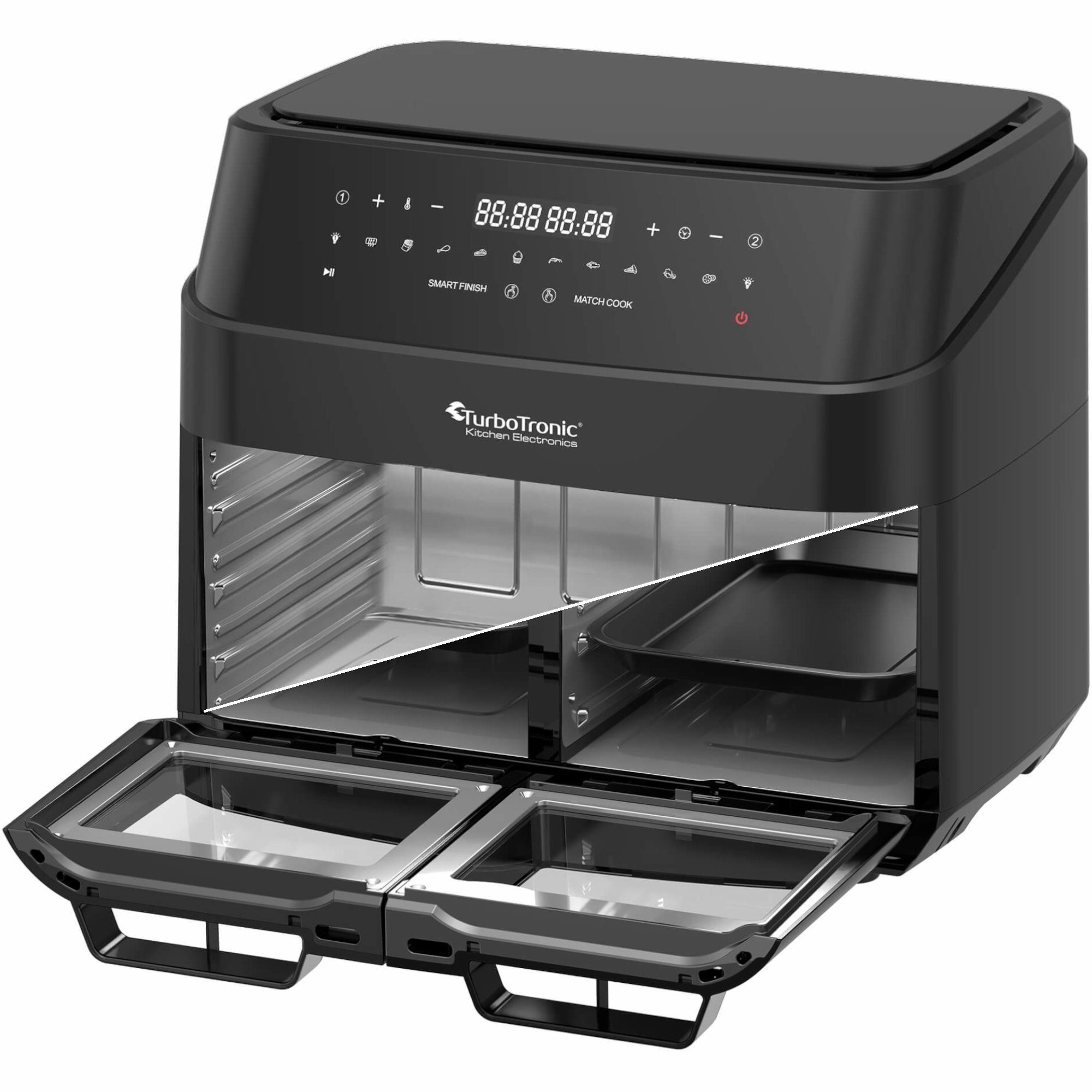 TurboTronic by Z-Line Heißluftfritteuse 12L, 10 Programme, XXL große Fritteuse Fettfrei ohne Öl, 50°C - 200°C, Power Camping Retro digital Airfryer DAF7W