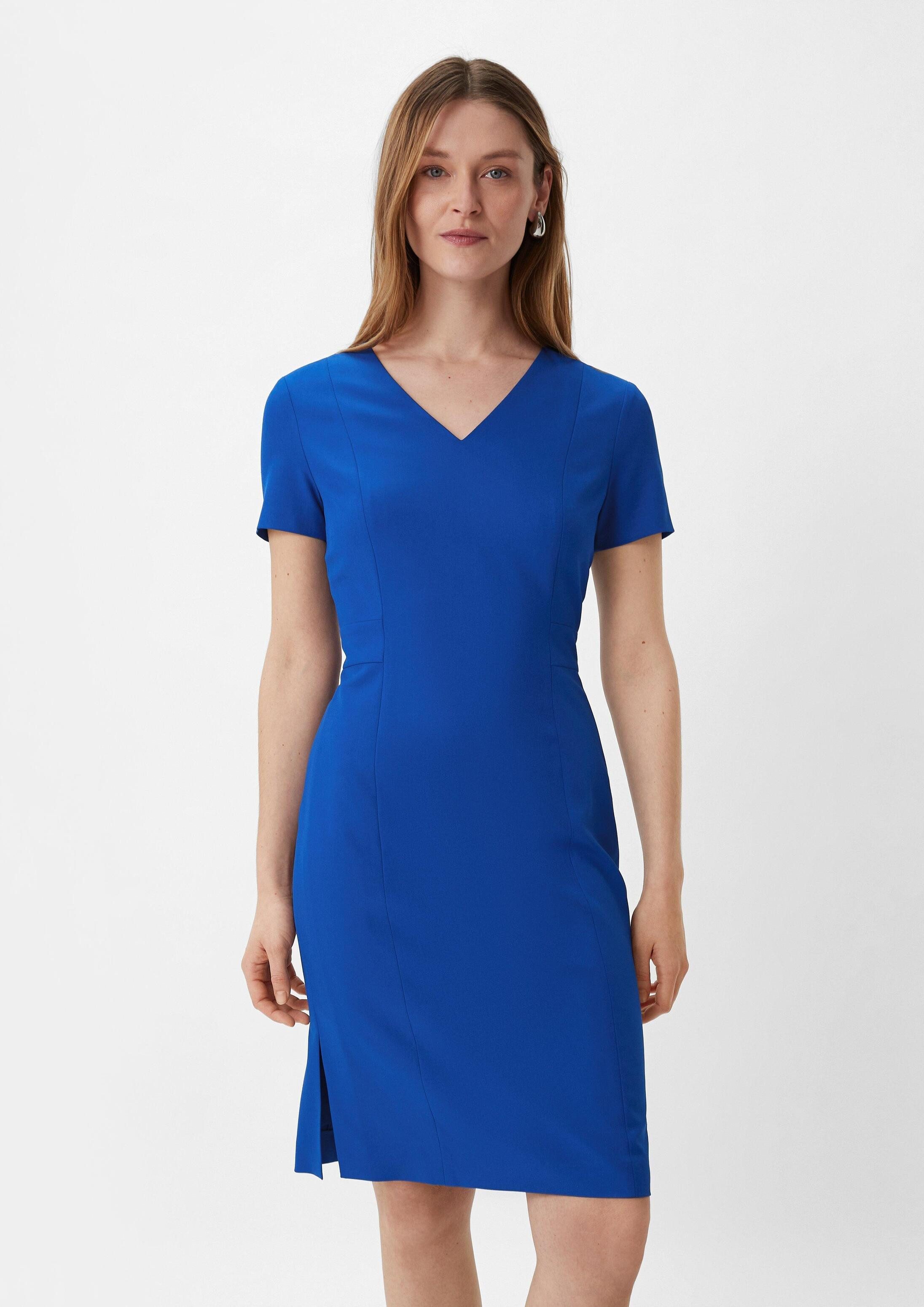 comma Minikleid Kleid Etuikleid mit V-Ausschnitt