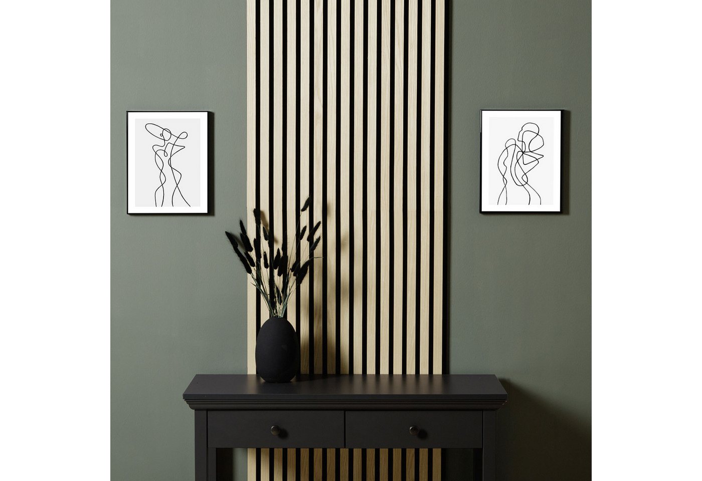 Thumbnail - Homestyle4u Wandpaneel 60x60/60x120 cm 1/2/4 Akustikpaneelee Holz Hell Beige Schallschutz, (Set, 4 Akustikpaneele, 4-tlg...