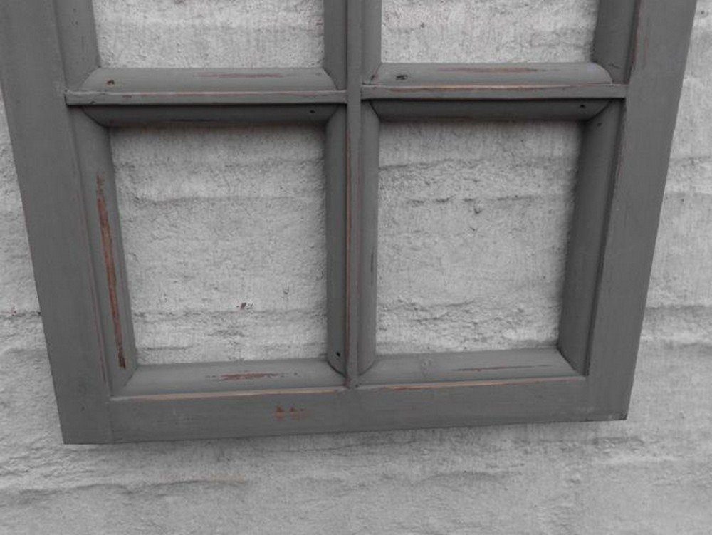 (1 49 Holz halbrund Sprossenfenster grau-shabby cm Dekofenster Dekorahmen St) Deko-Impression Wanddekoobjekt