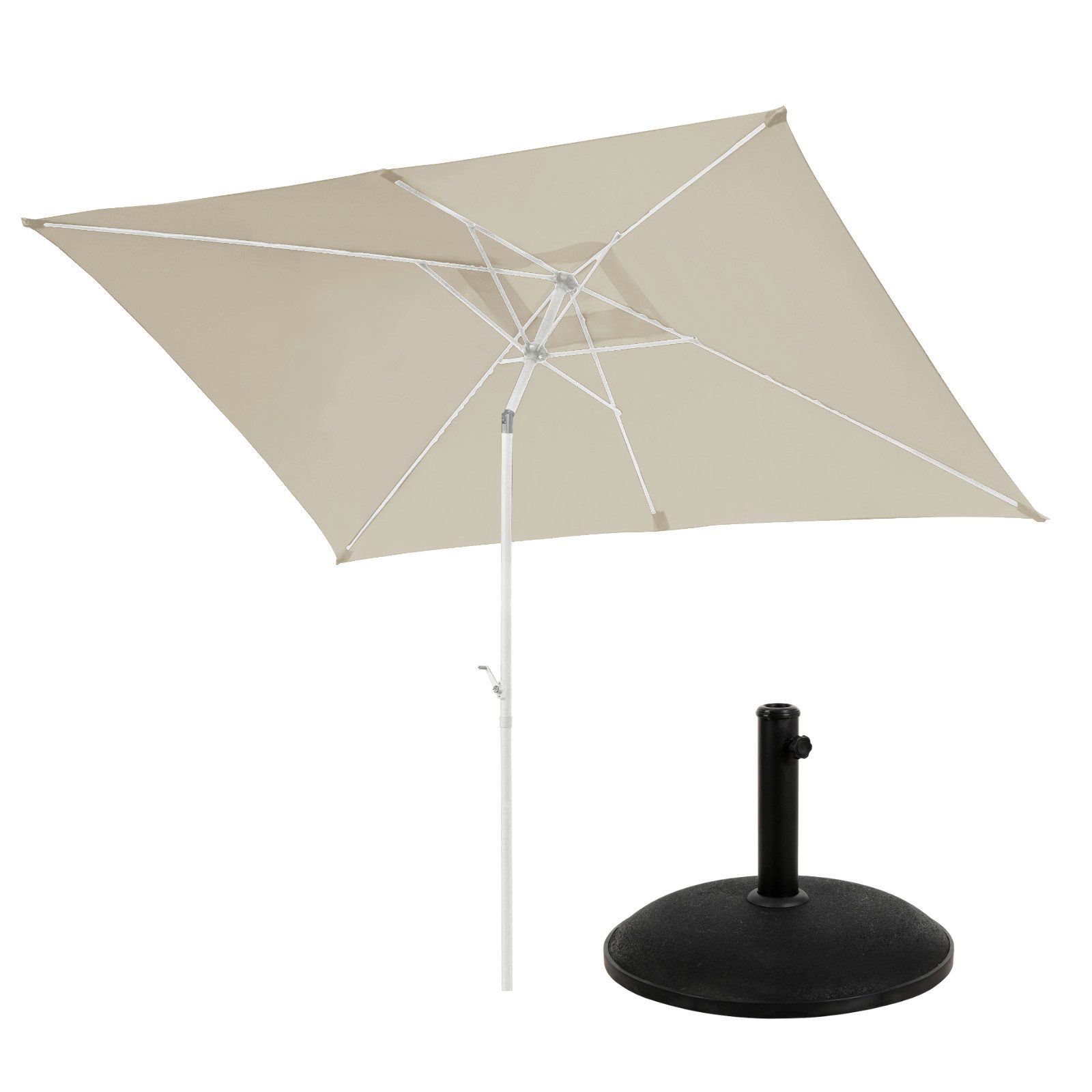 SVITA Sonnenschirm, LxB: 300x200 cm, Set mit Schirmständer, Kurbelmechanik, bis 30° neigbar, Beige